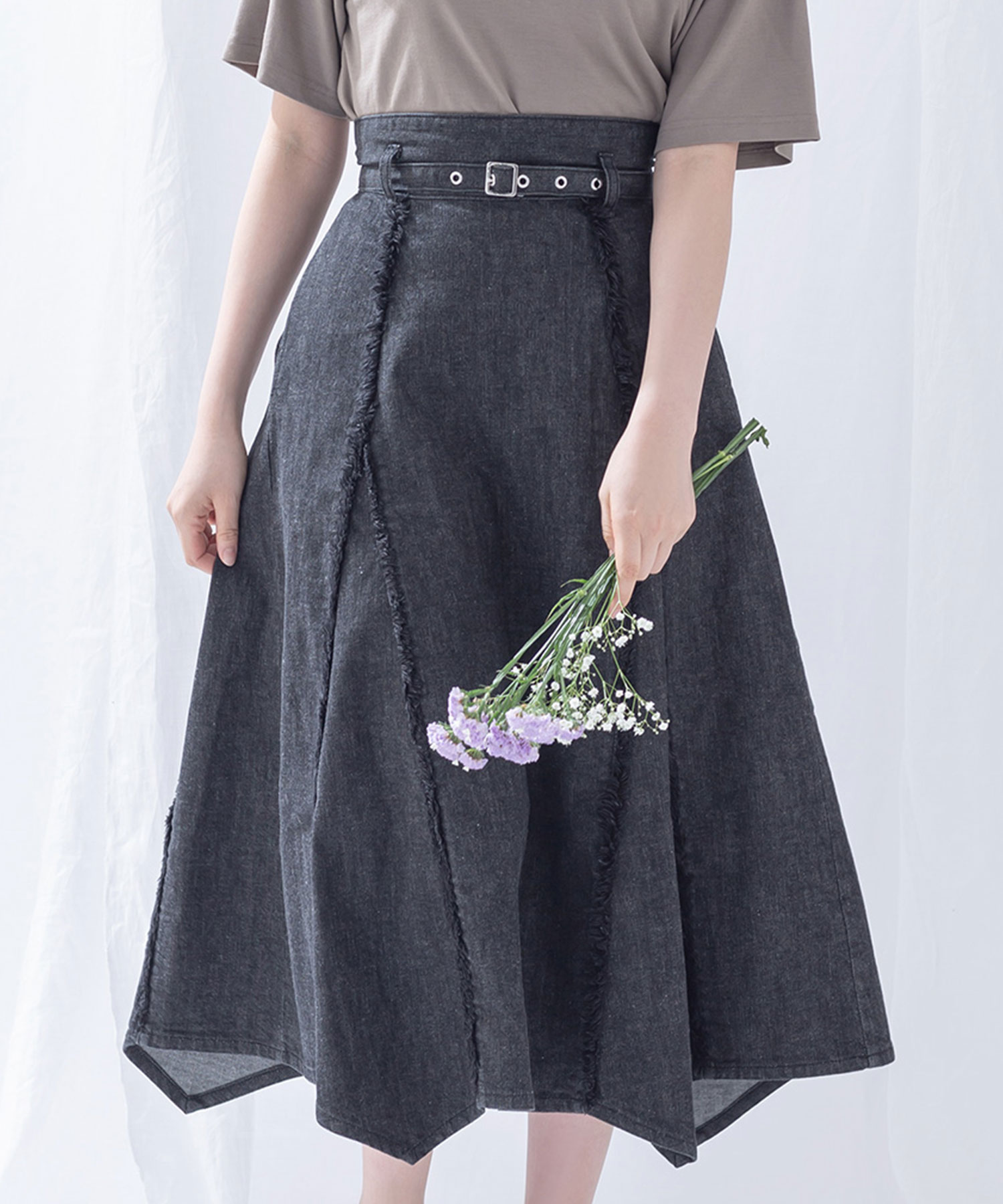 フリンジデニムスカート