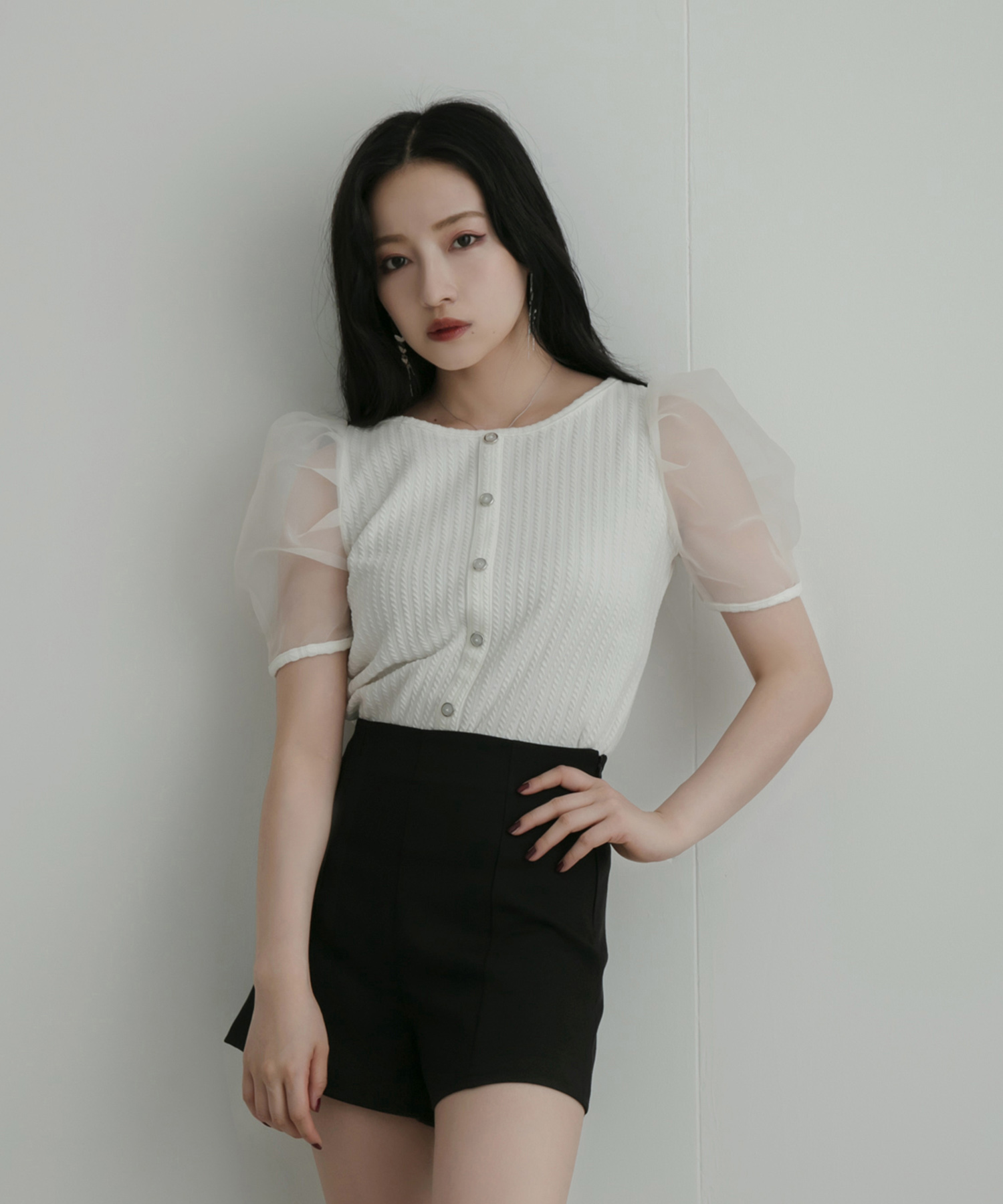 シアースリーブ ドッキング KNIT トップス