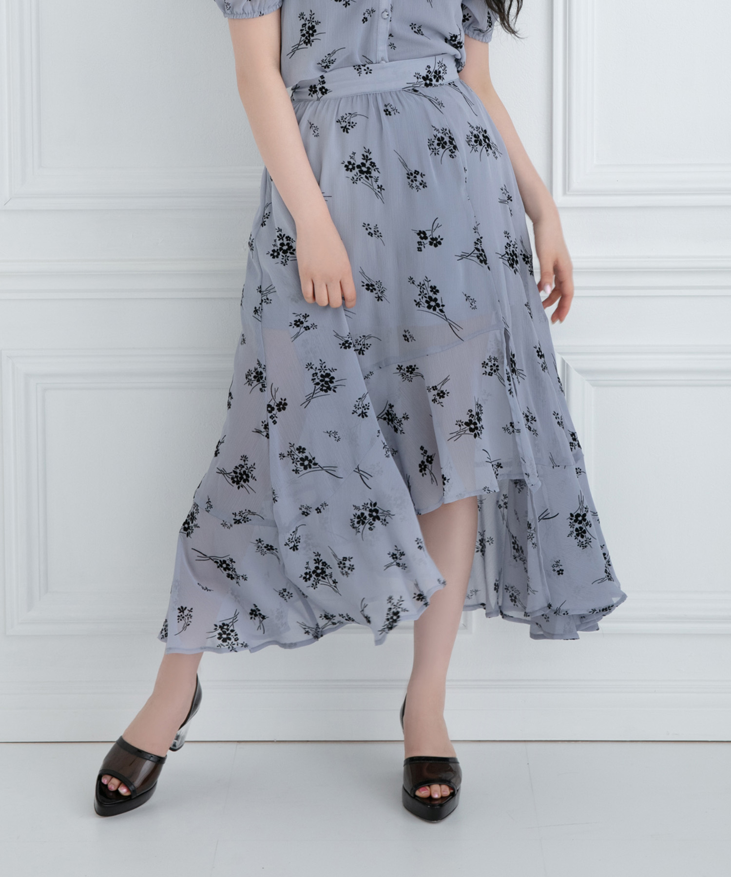 フロッキーフラワーフリルスカート