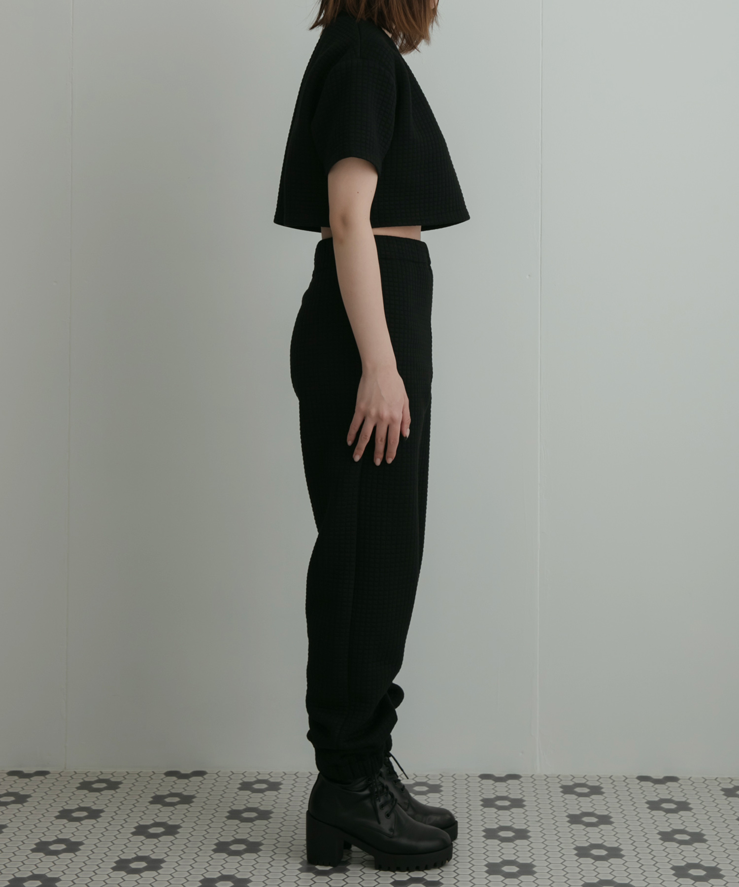 ジャガードワッフルトップス