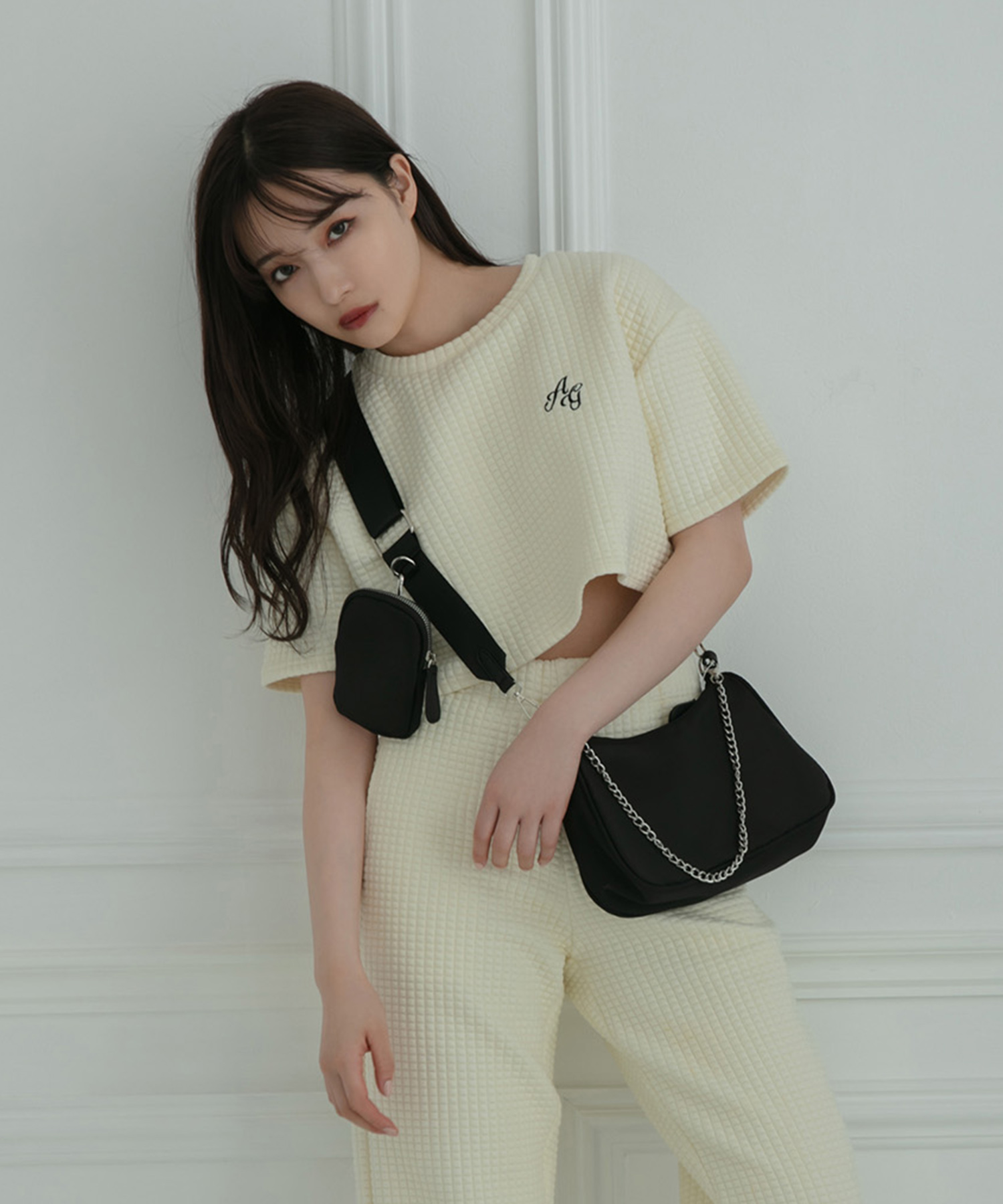 ジャガードワッフルトップス