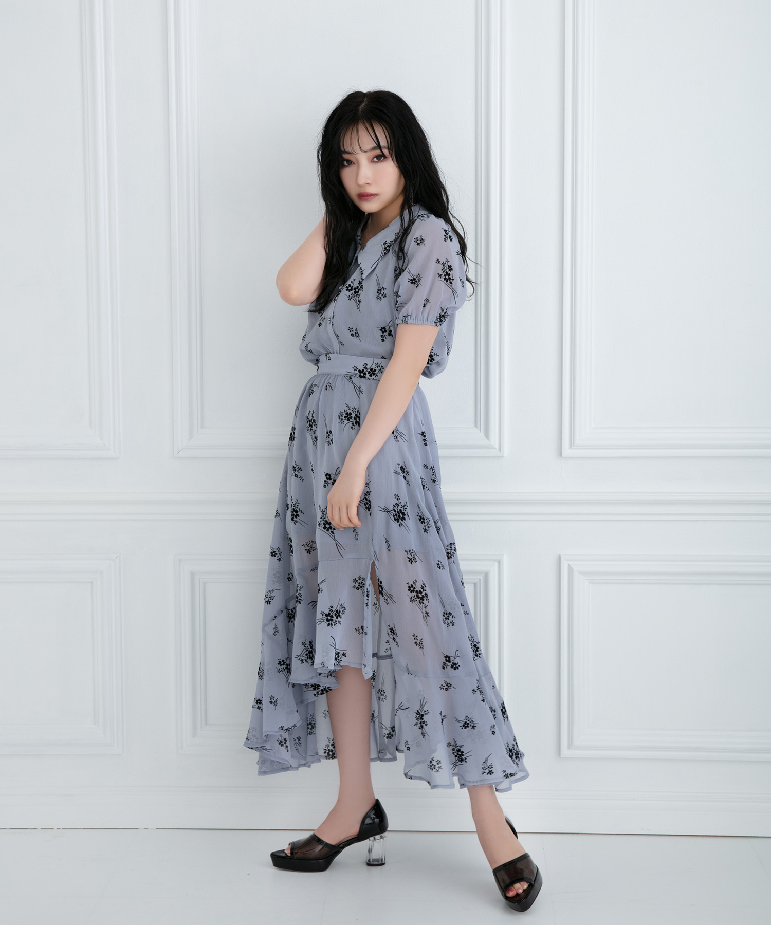 フロッキーフラワーフリルスカート