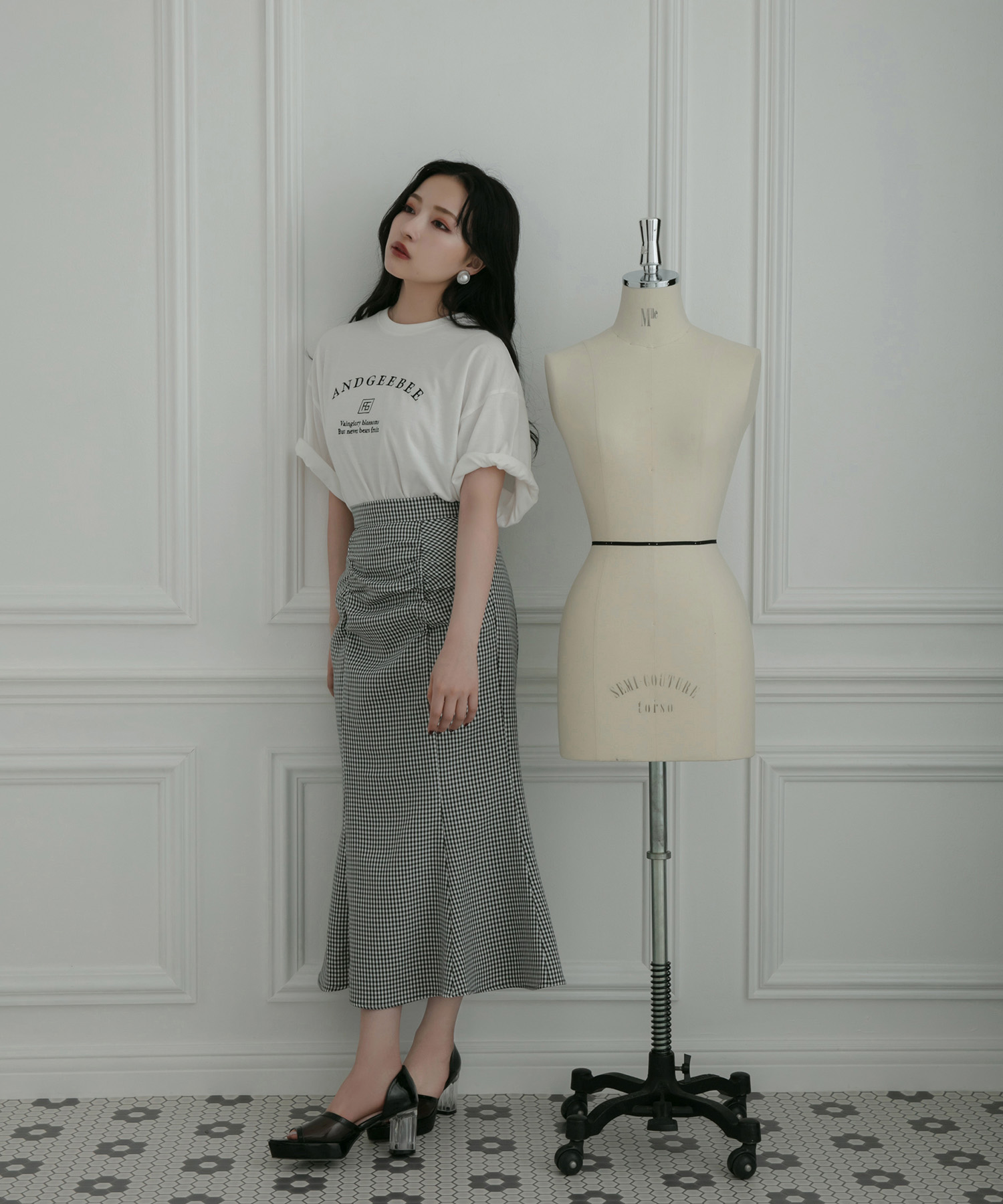 ギンガムマーメイドスカート