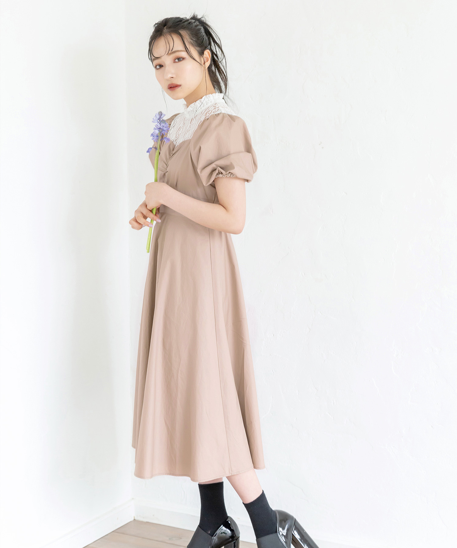 レースレイヤードワンピ