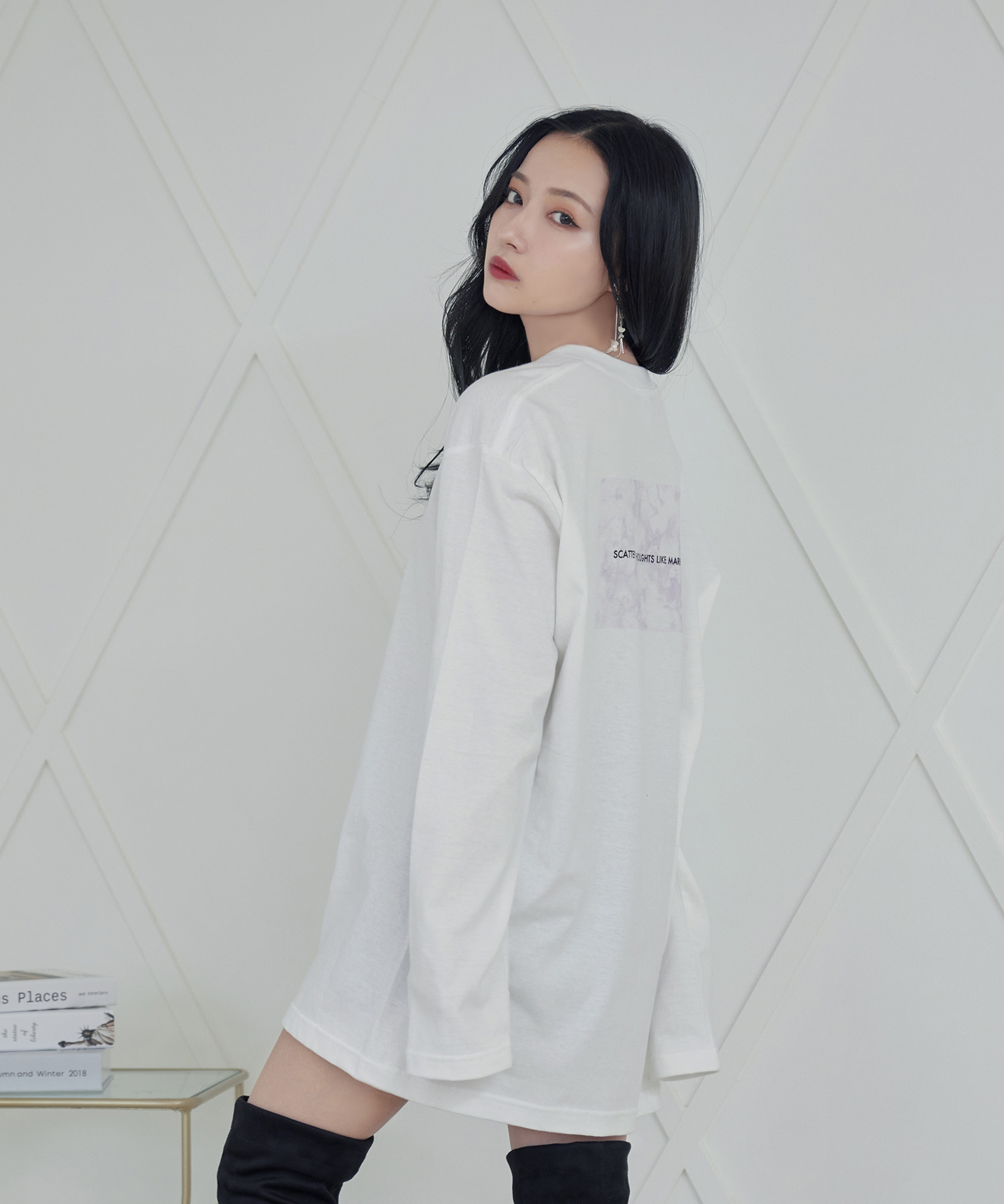 UNISEX バックマーブルロンT