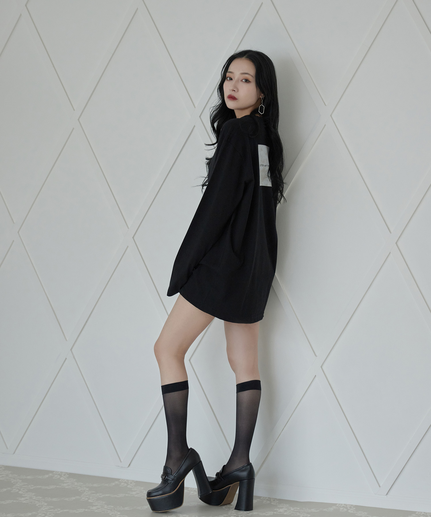 UNISEX バックマーブルロンT