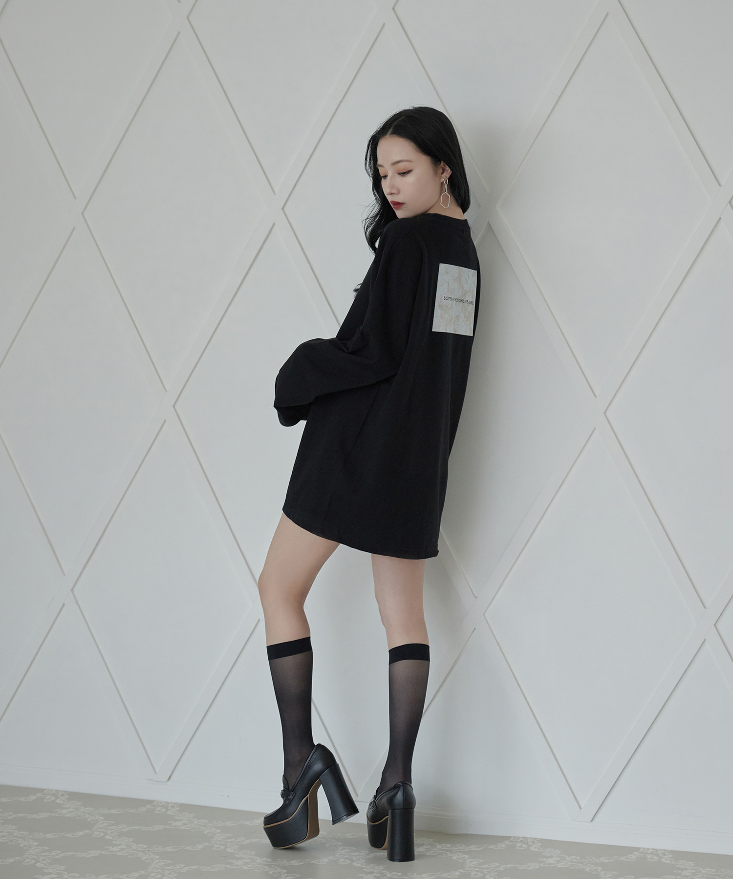 UNISEX バックマーブルロンT