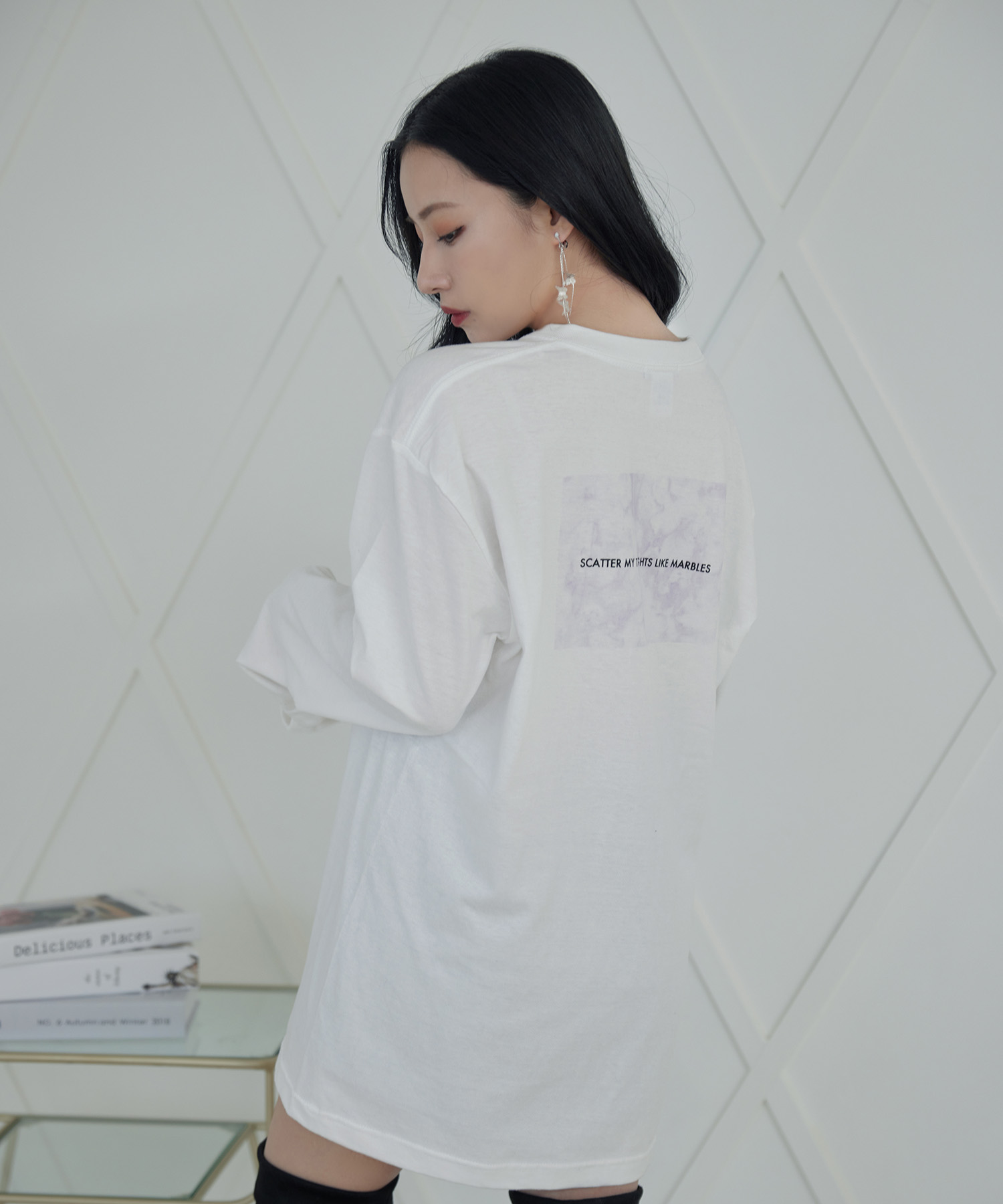 UNISEX バックマーブルロンT