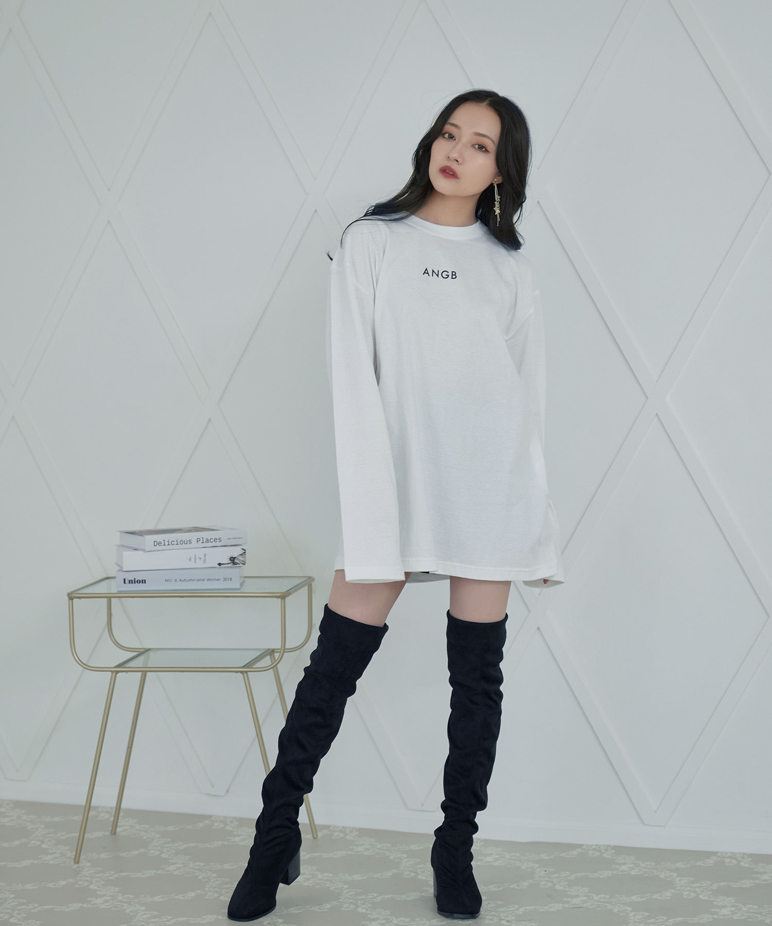 UNISEX バックマーブルロンT