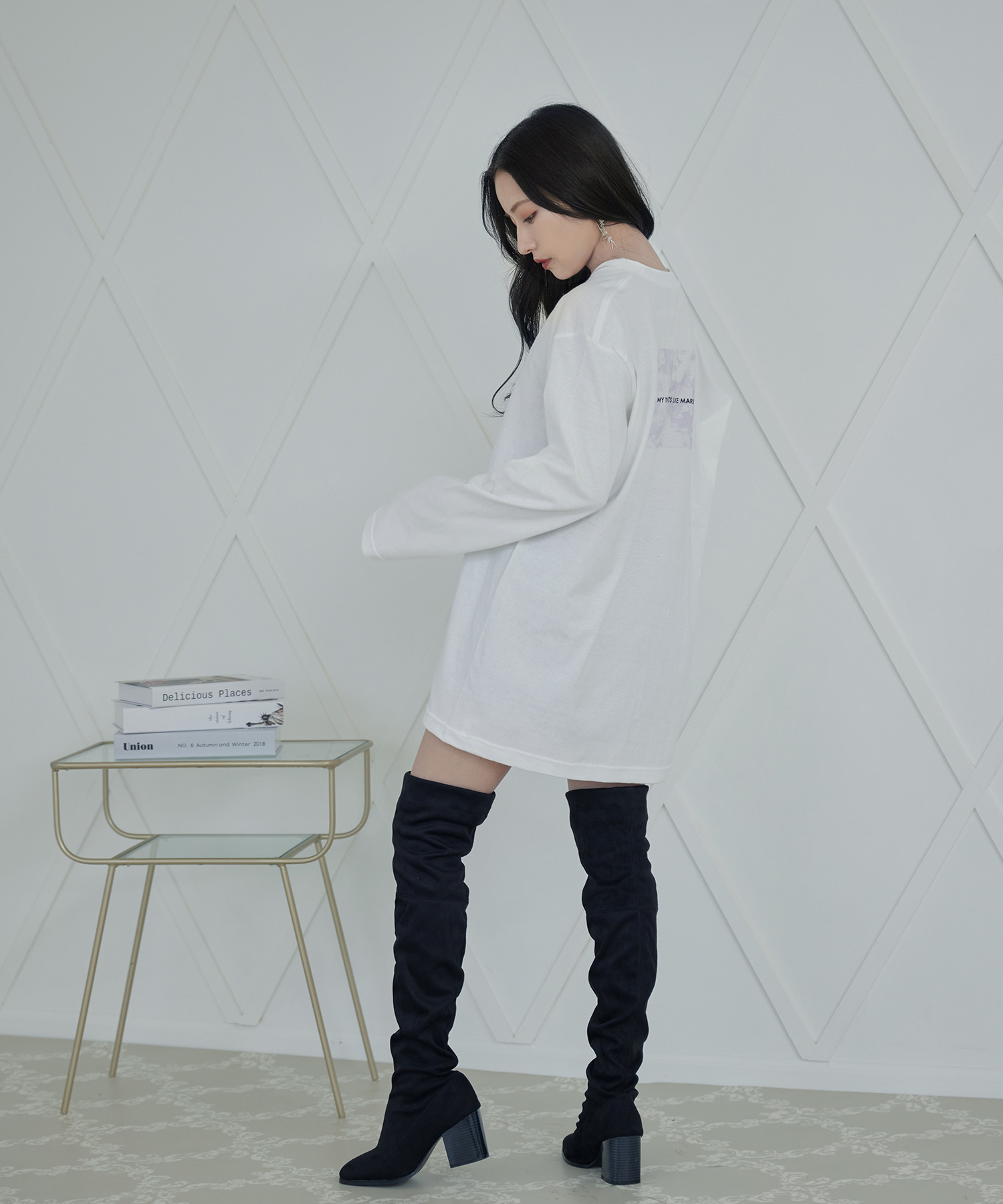 UNISEX バックマーブルロンT