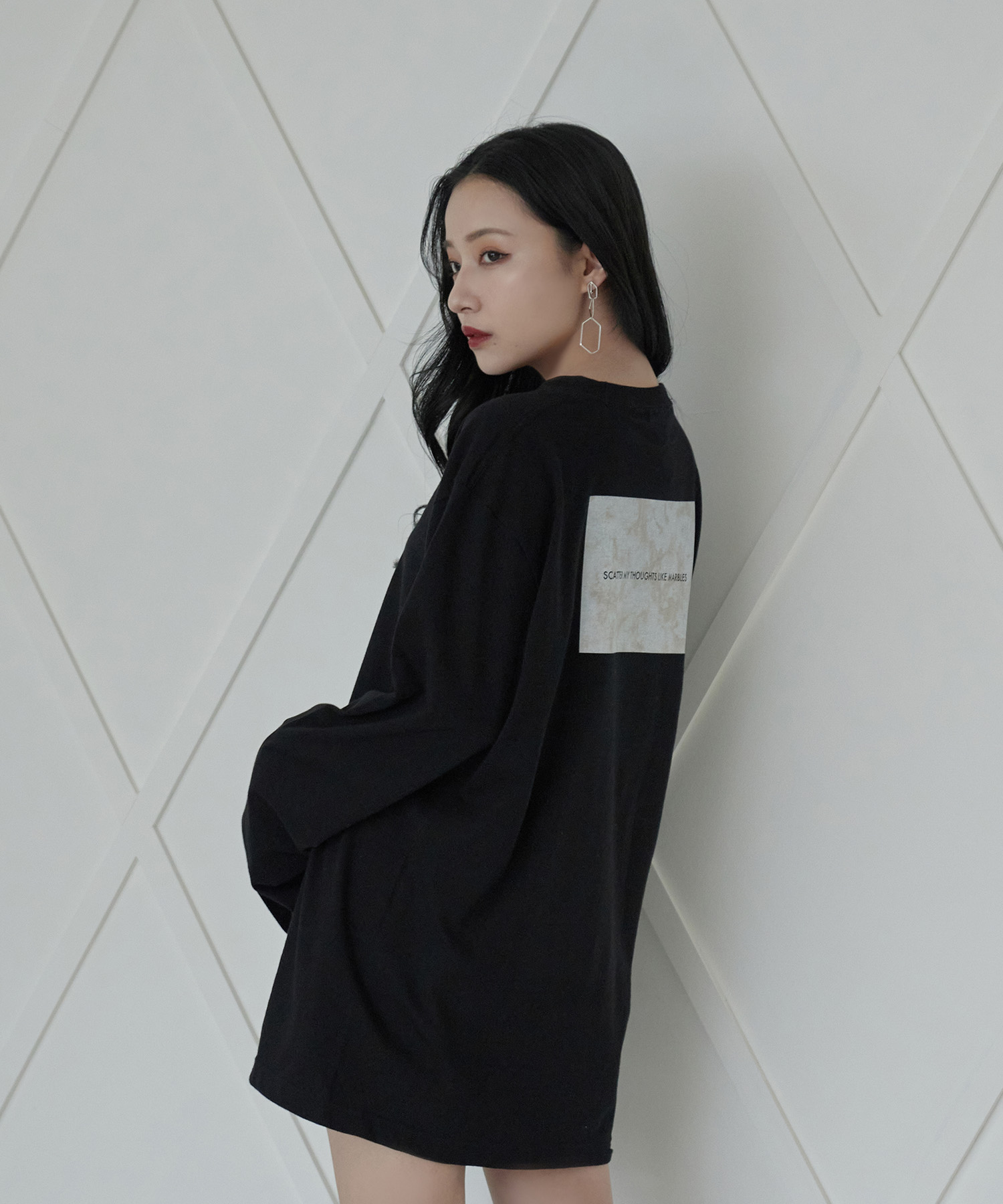 UNISEX バックマーブルロンT