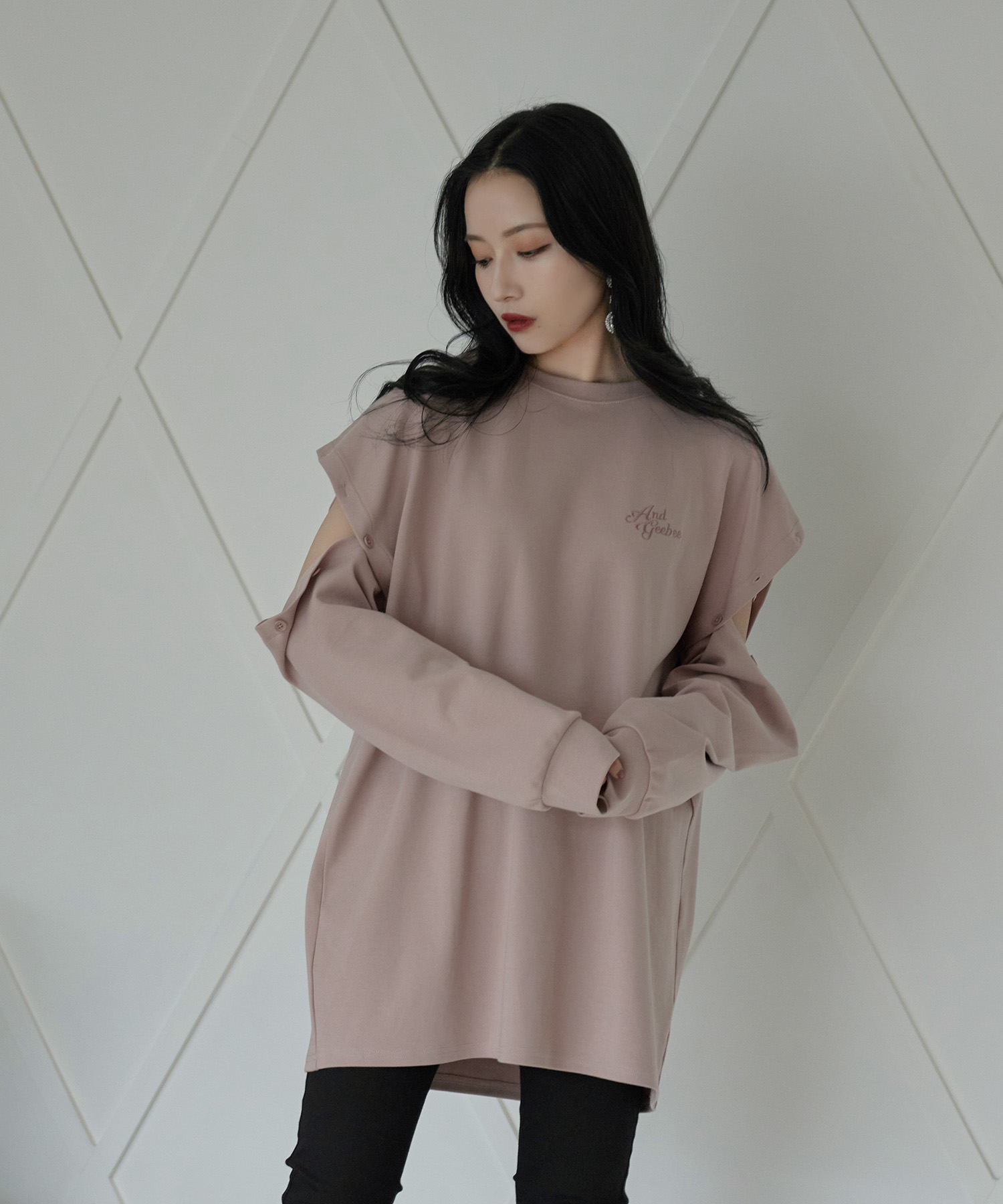 ボタンスリーブロンT