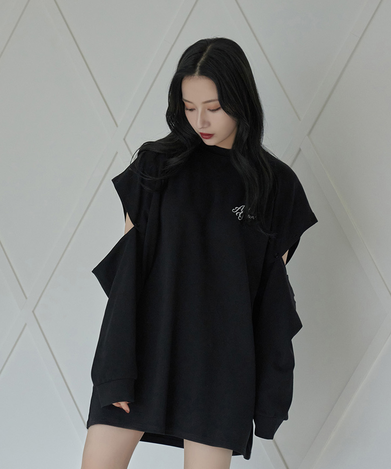 ボタンスリーブロンT