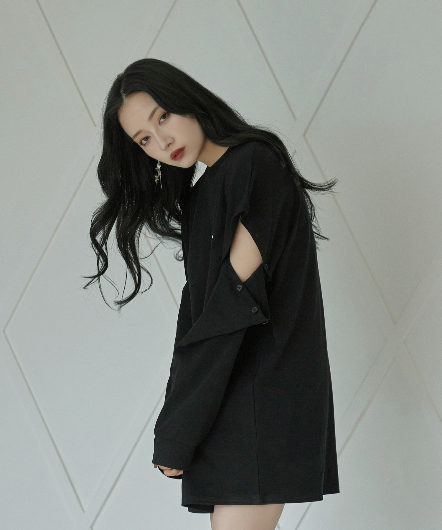 ボタンスリーブロンT