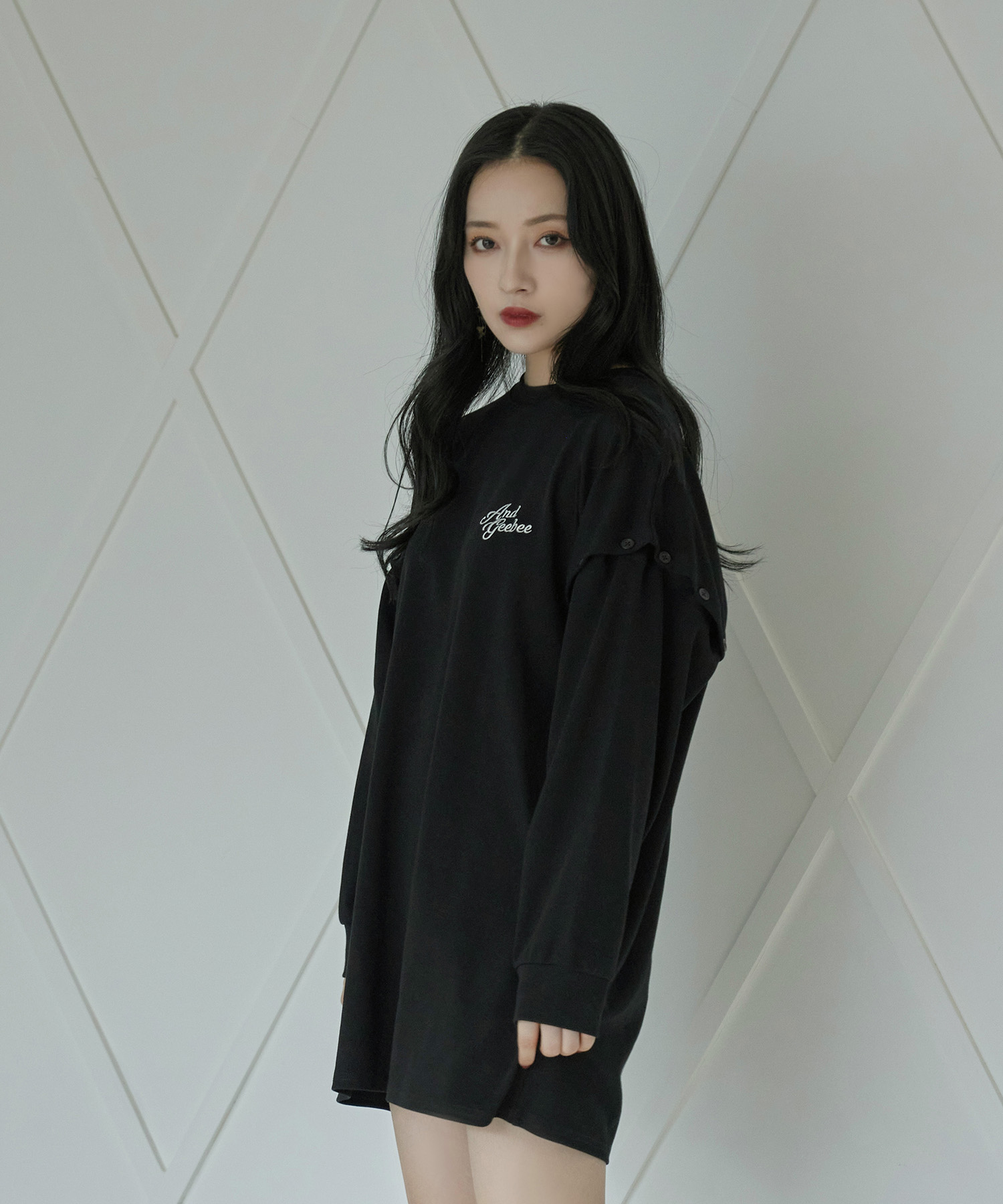 ボタンスリーブロンT