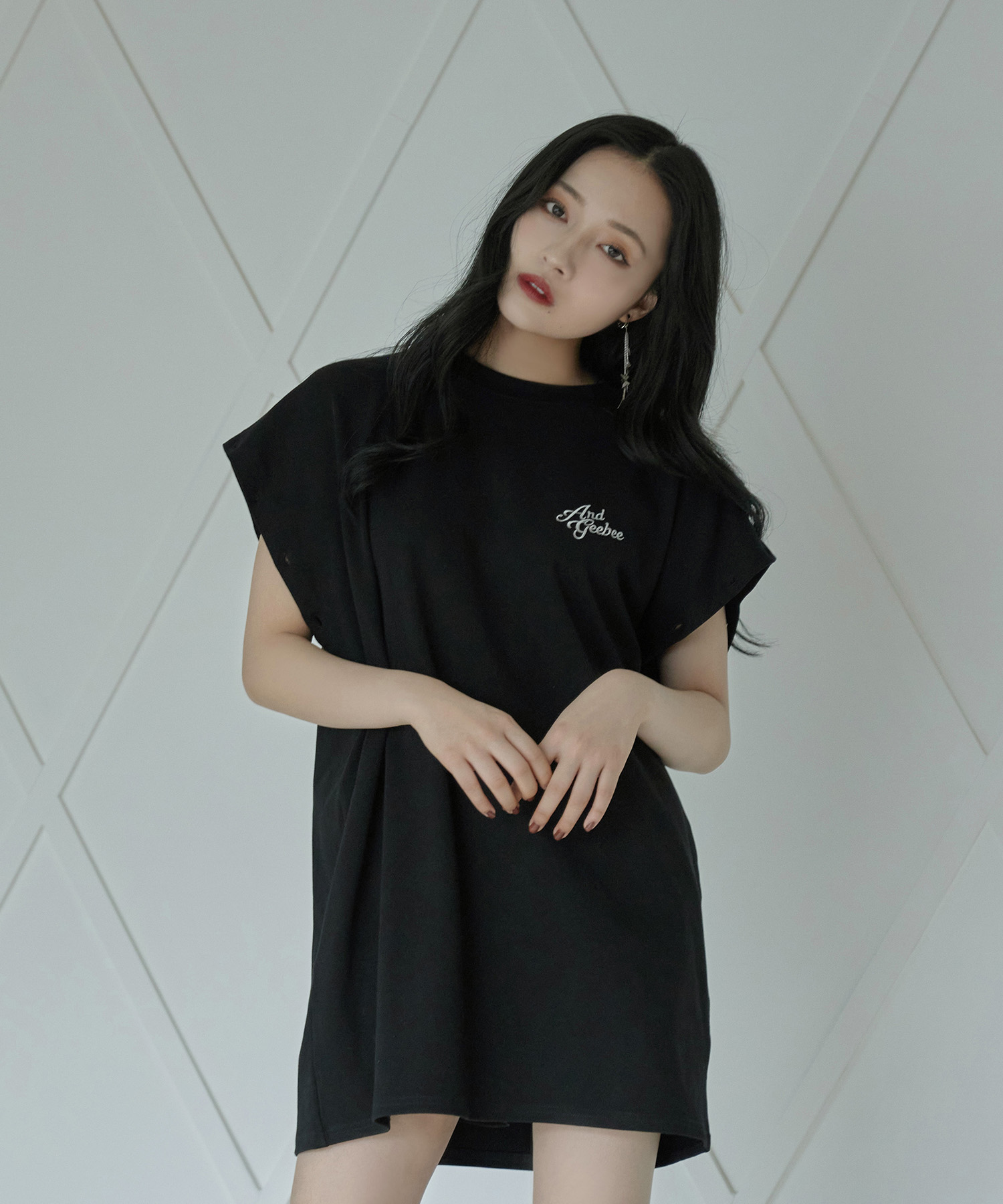 ボタンスリーブロンT