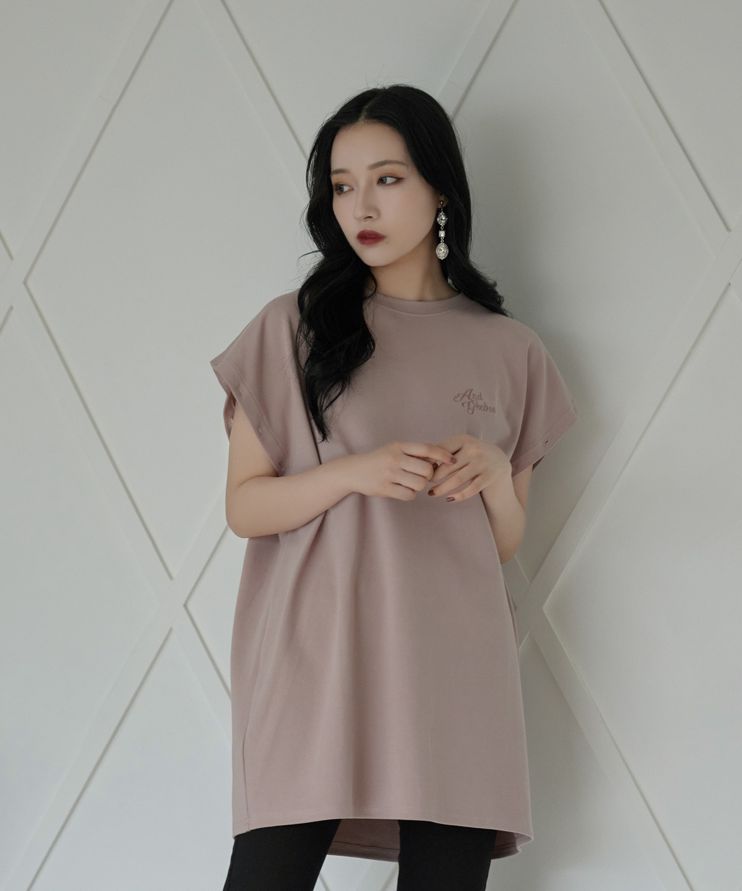 ボタンスリーブロンT