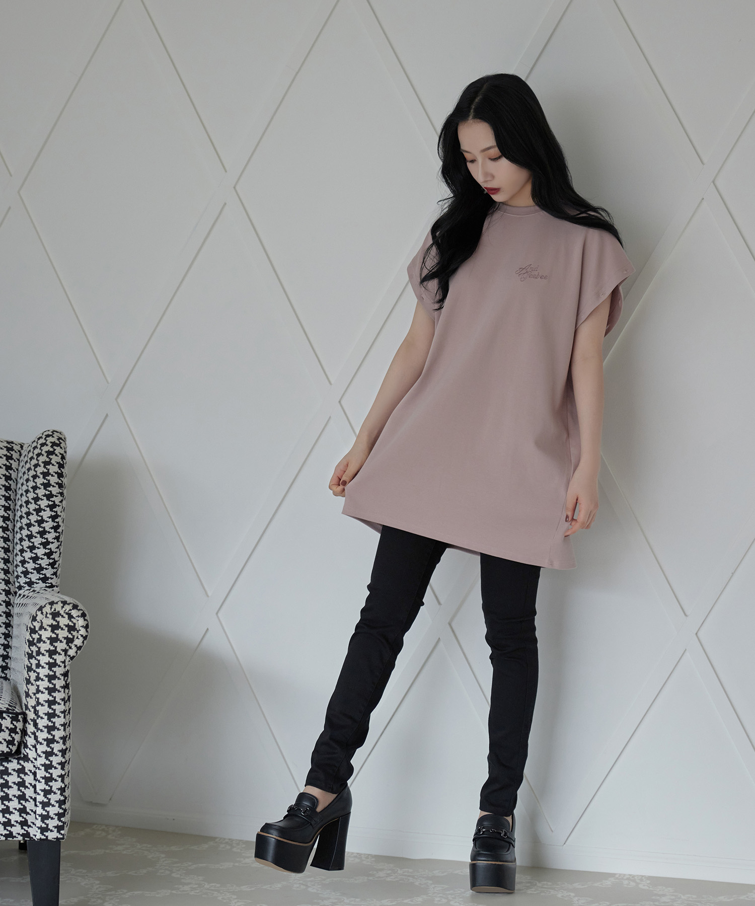 ボタンスリーブロンT