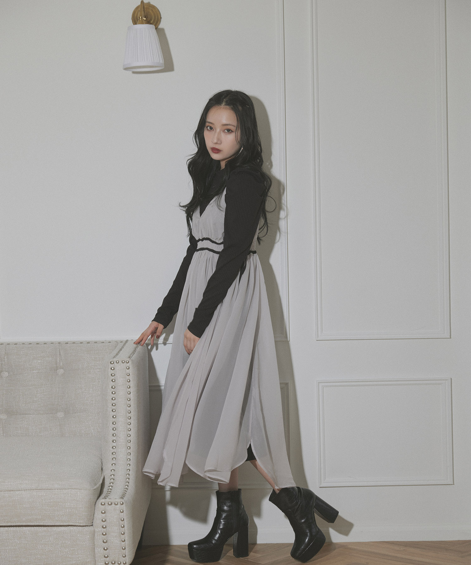 シフォンキャミワンピセット