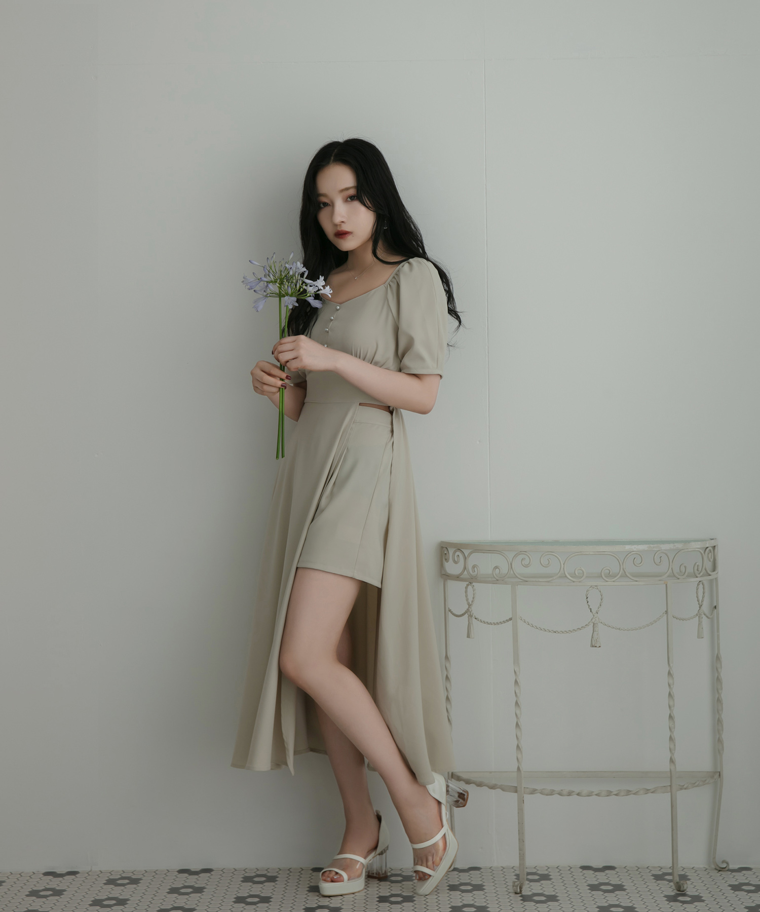 フェイクレザードッキングスカート