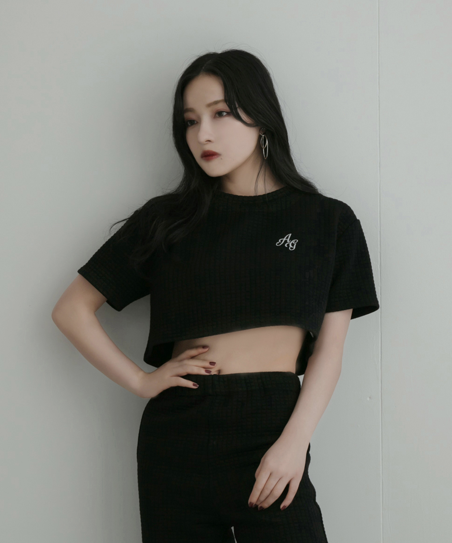 ジャガードワッフルトップス