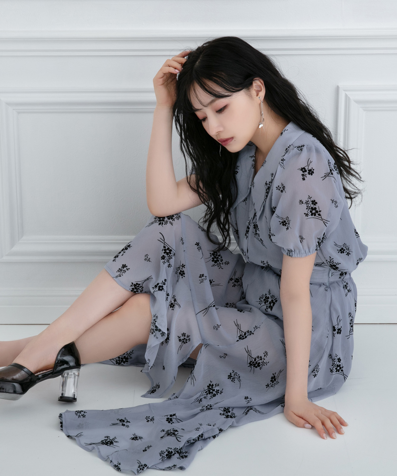 フロッキーフラワーフリルスカート