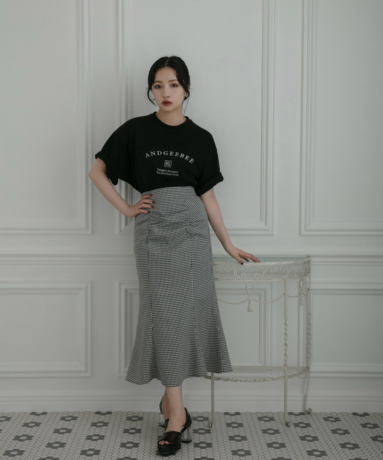 ギンガムマーメイドスカート