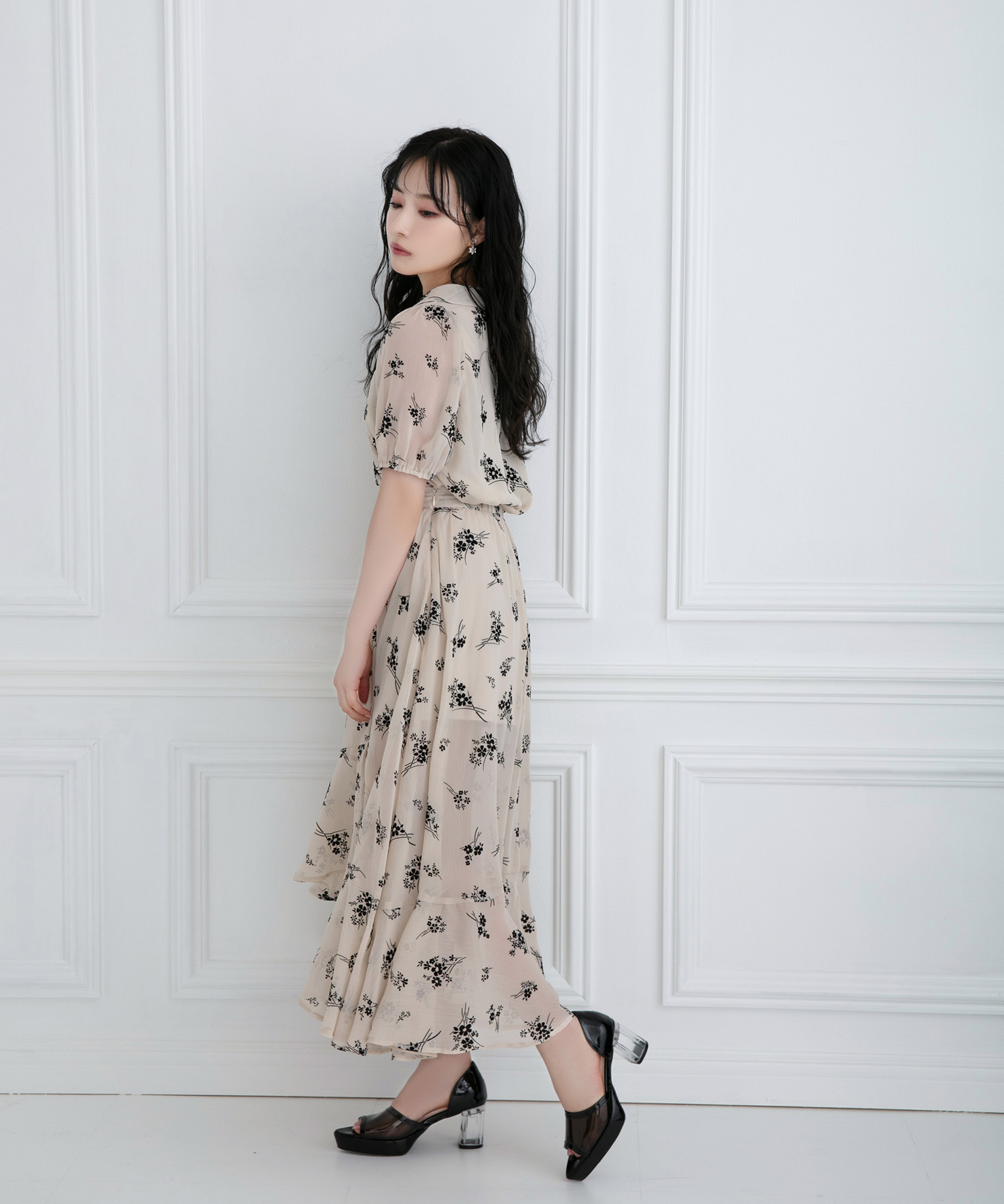 フロッキーフラワーフリルスカート