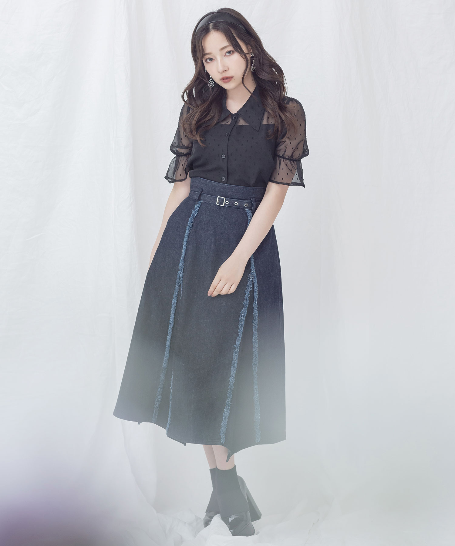 フリンジデニムスカート