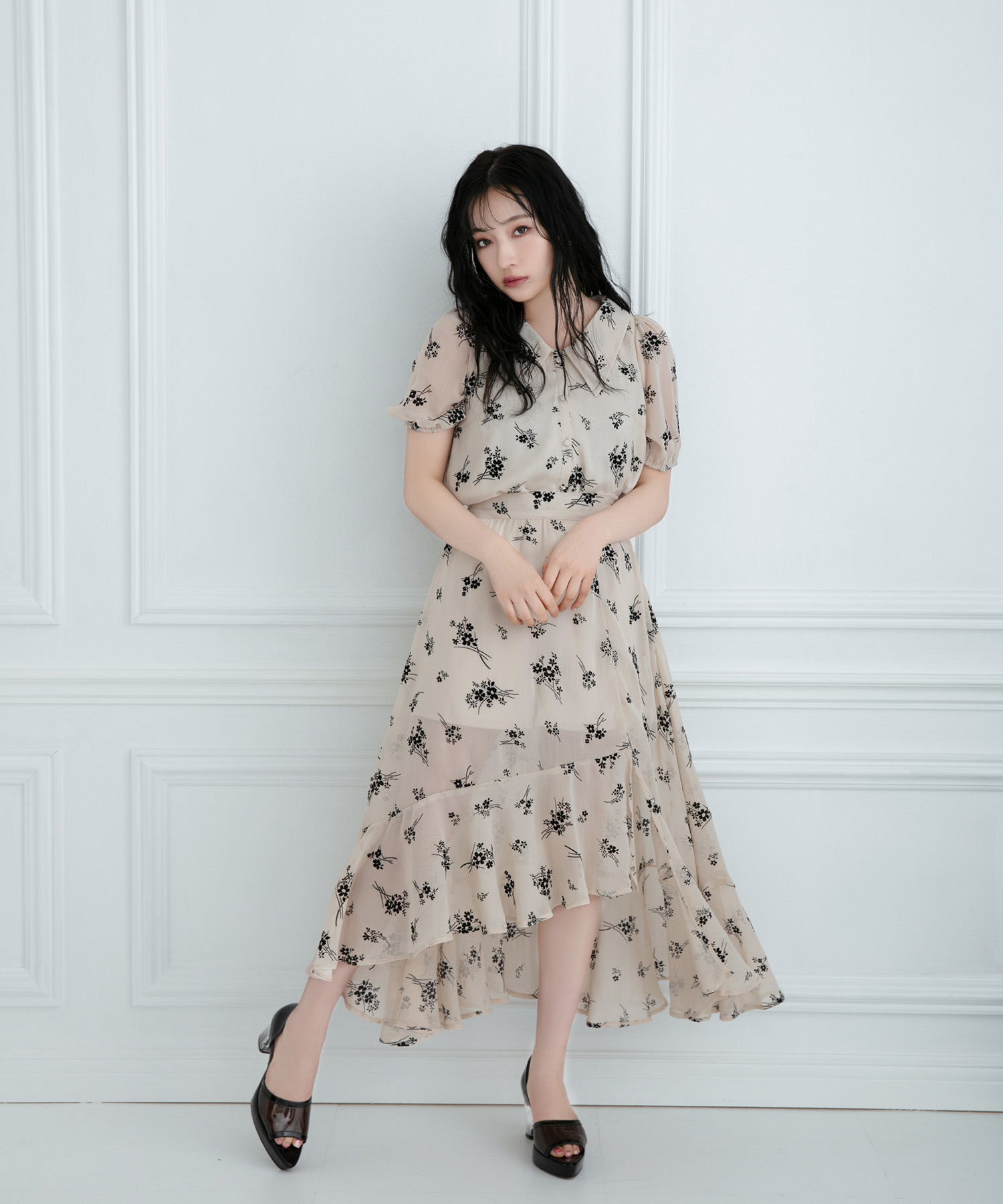 フロッキーフラワーフリルスカート