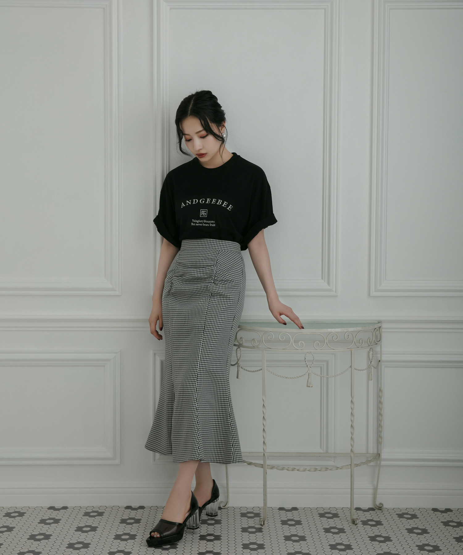 ギンガムマーメイドスカート