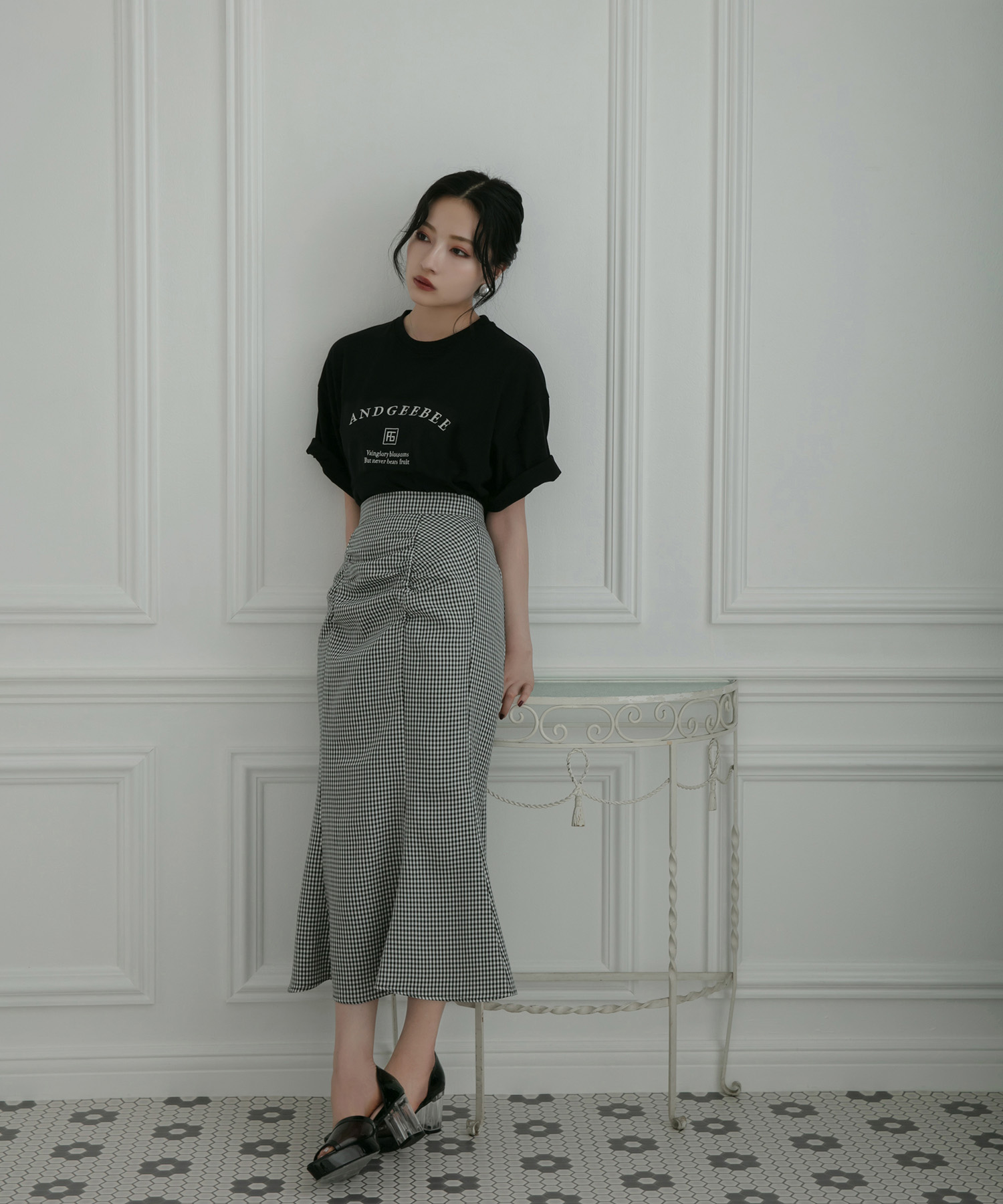 ギンガムマーメイドスカート