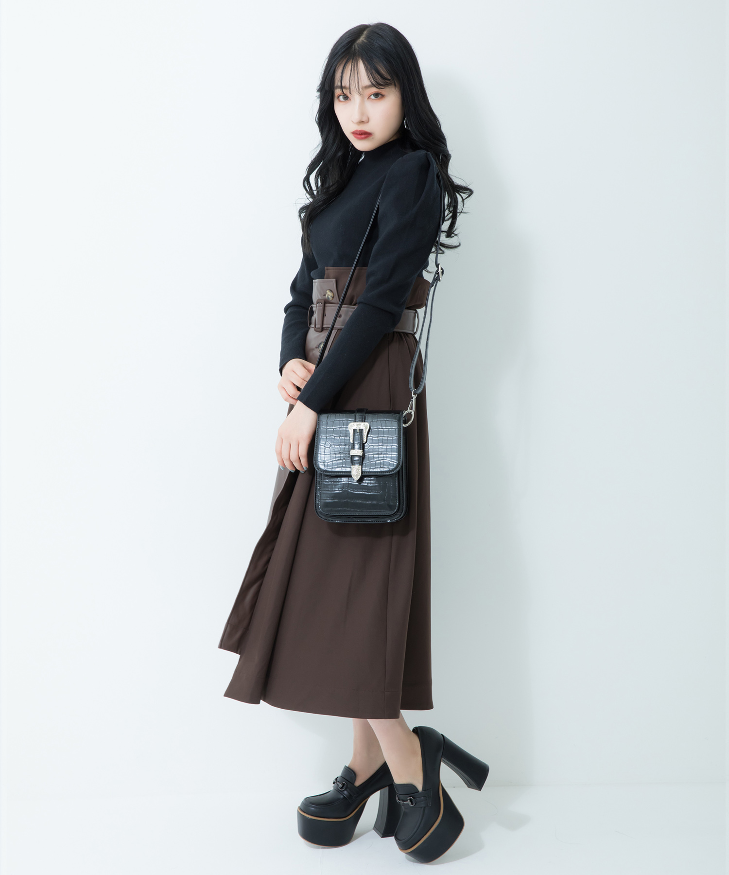 フェイクレザードッキングスカート