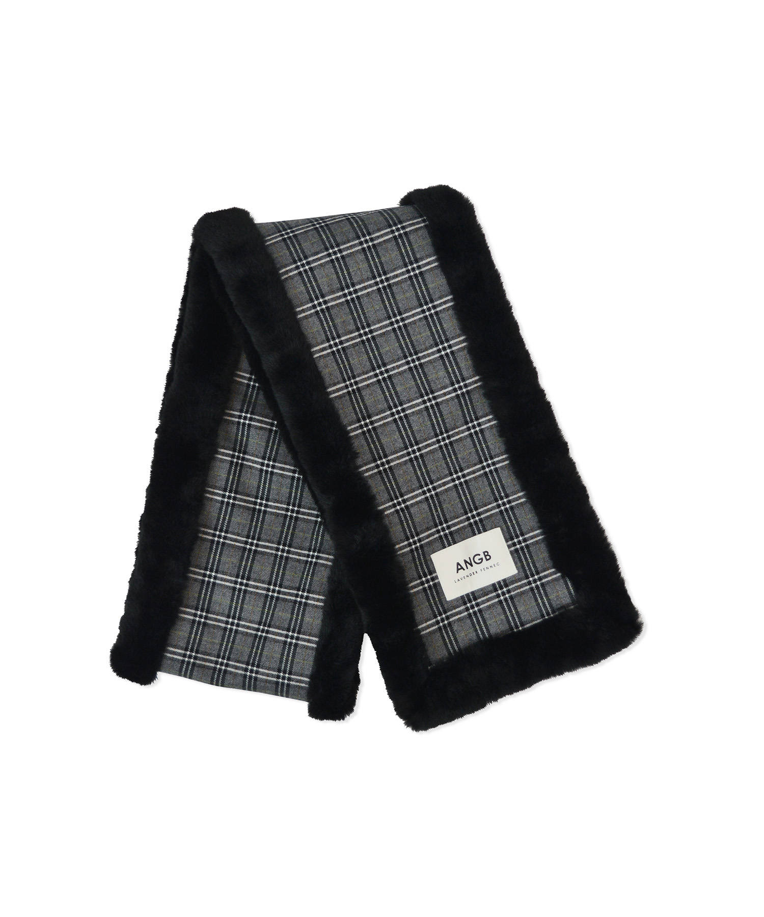 チェックフェイクファーマフラー