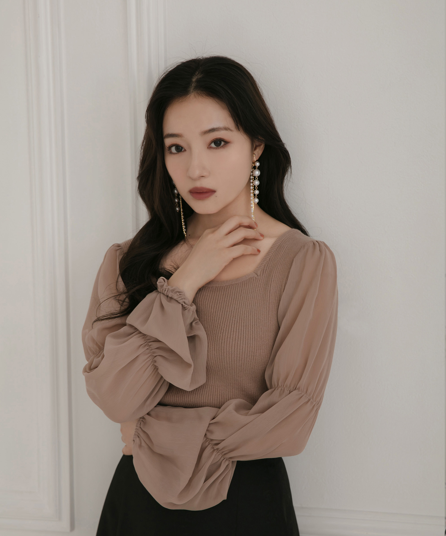 シアースリーブニット