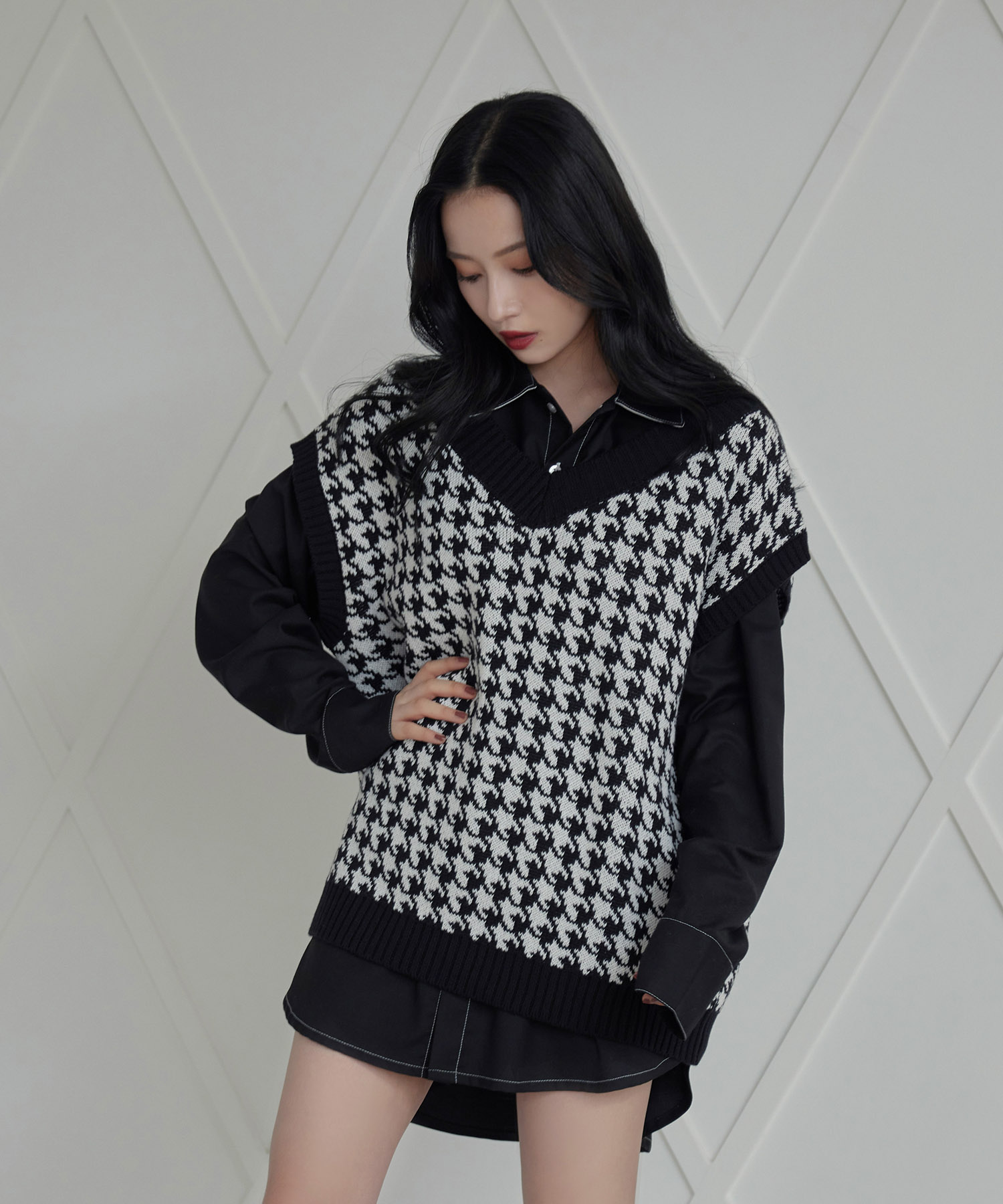 UNISEX 千鳥ニットベスト