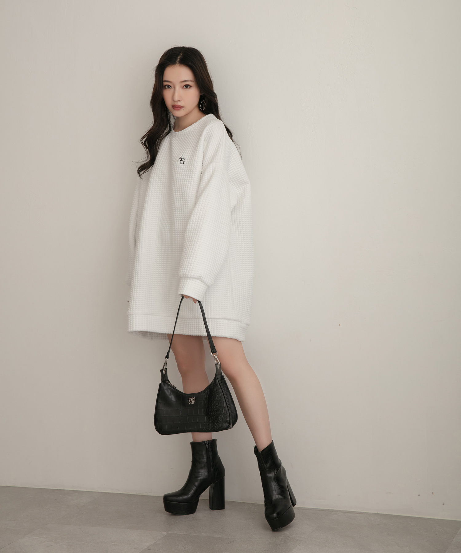 UNISEX ジャガードワッフルトップス