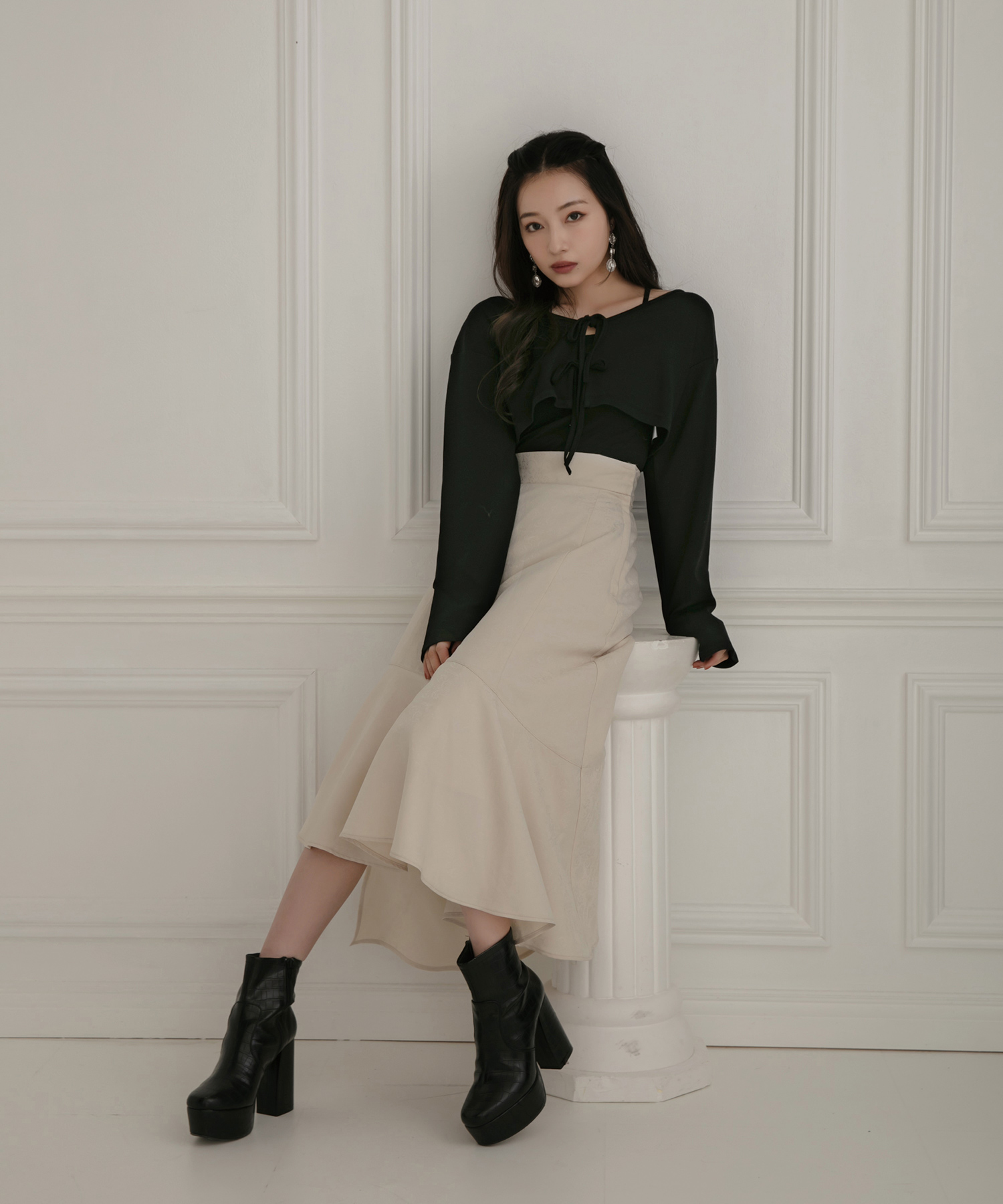 ジャガードラッフルフレアスカート