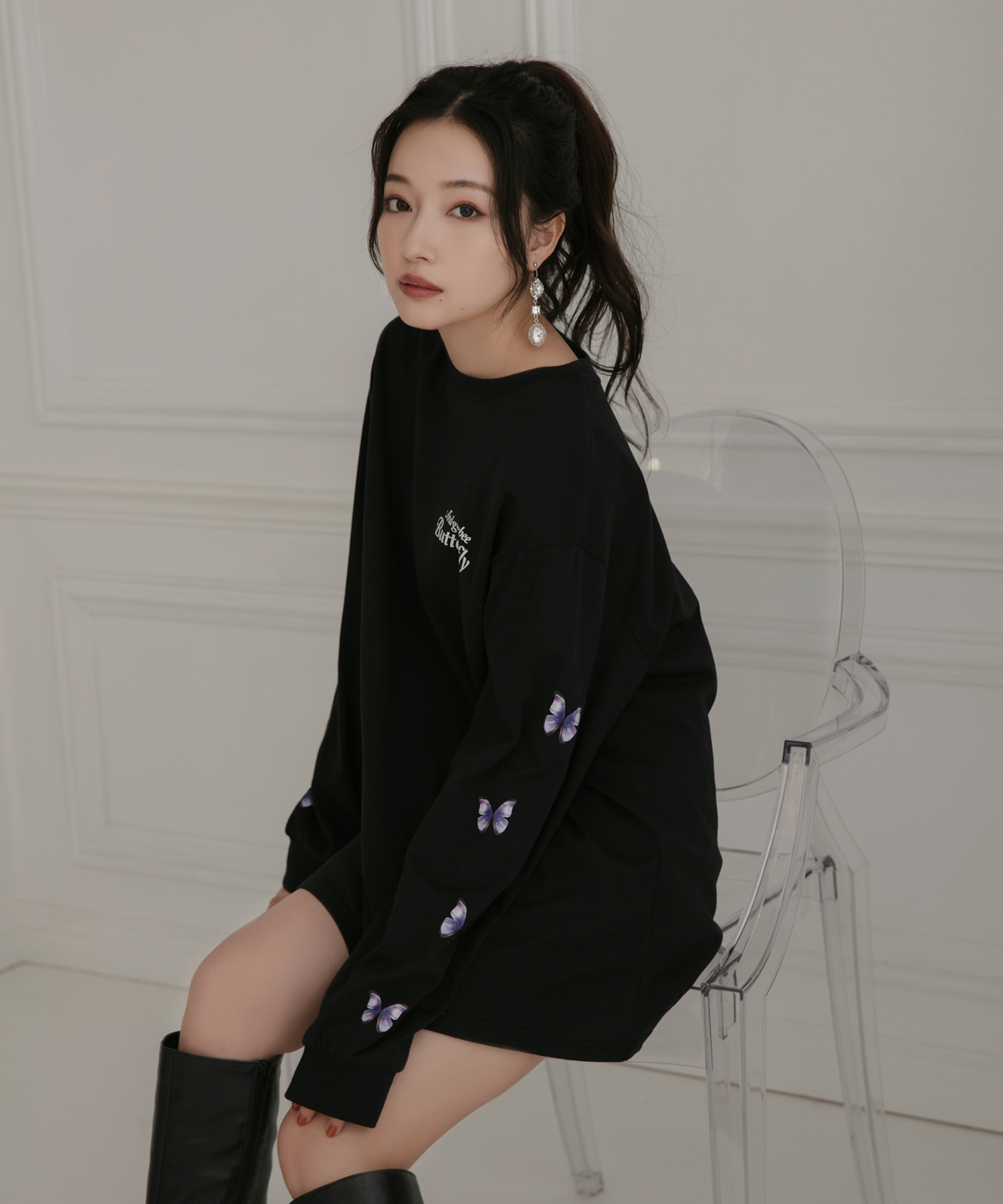 UNISEX  バタフライロンT