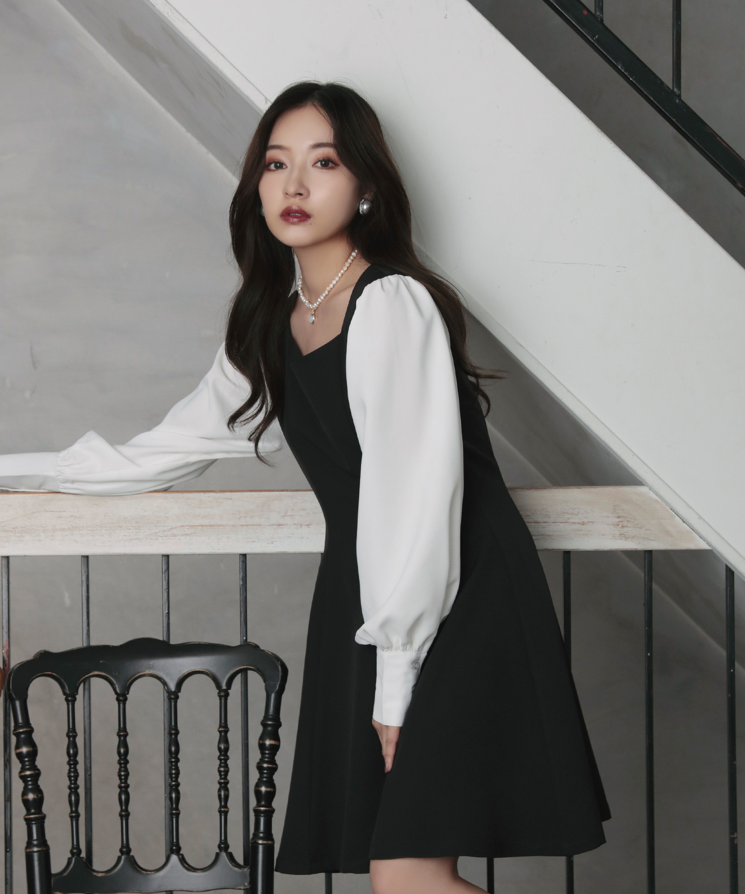 ブラウススリーブミニワンピ