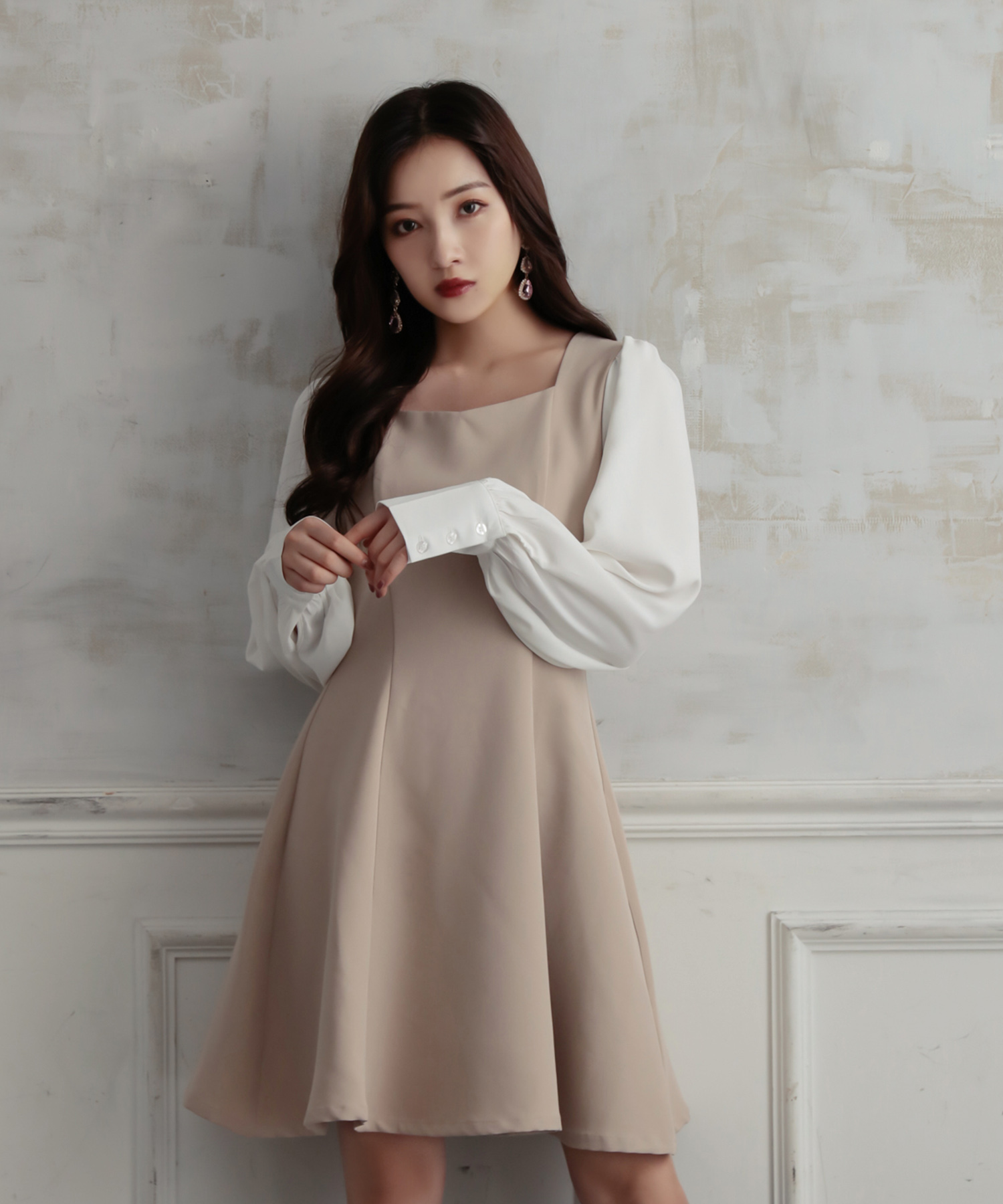 modue mignon ミニワンピース ブラウス プリーツピンクミニワンピース | mignon ange(セレクトショップ