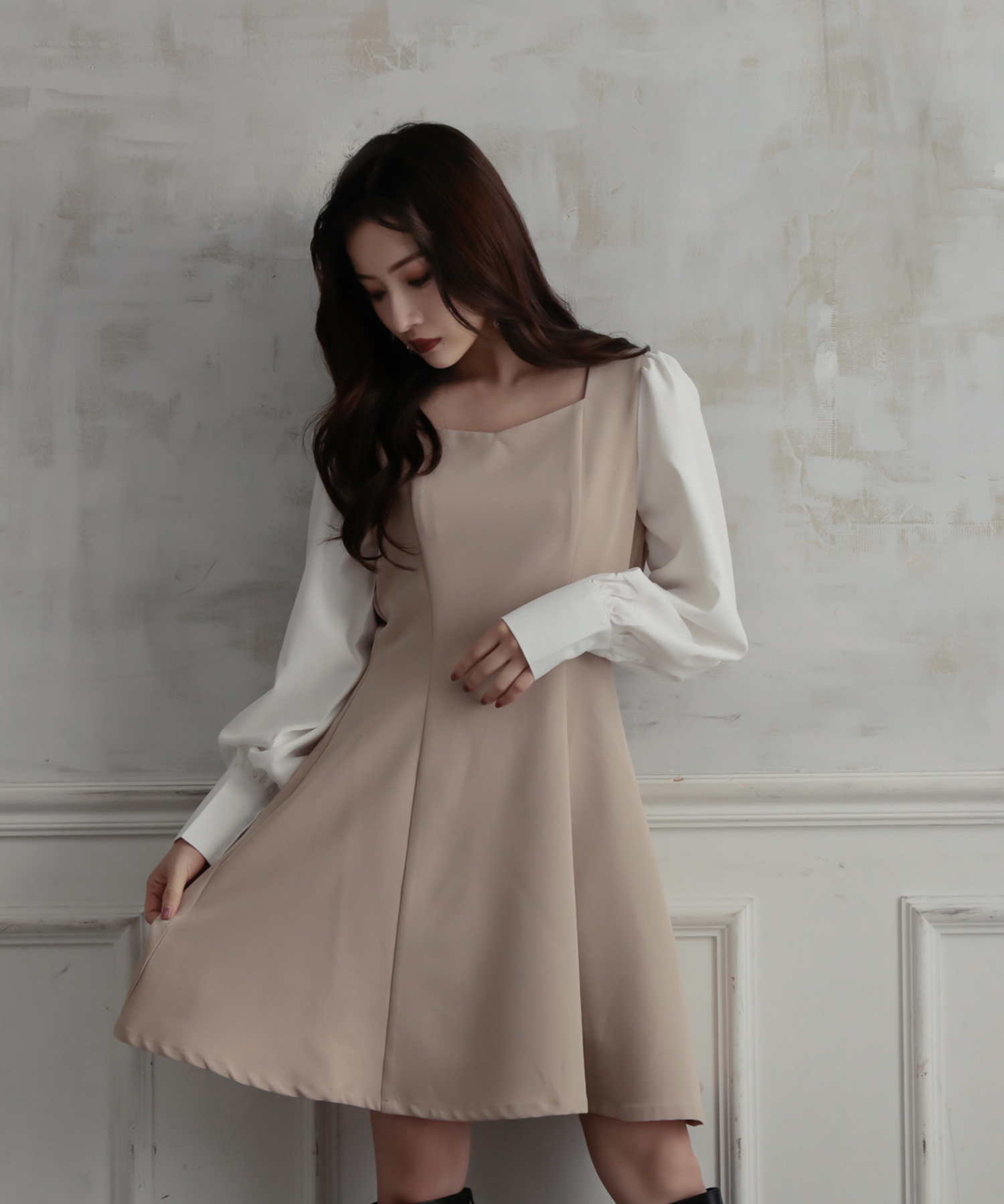 ブラウススリーブミニワンピ