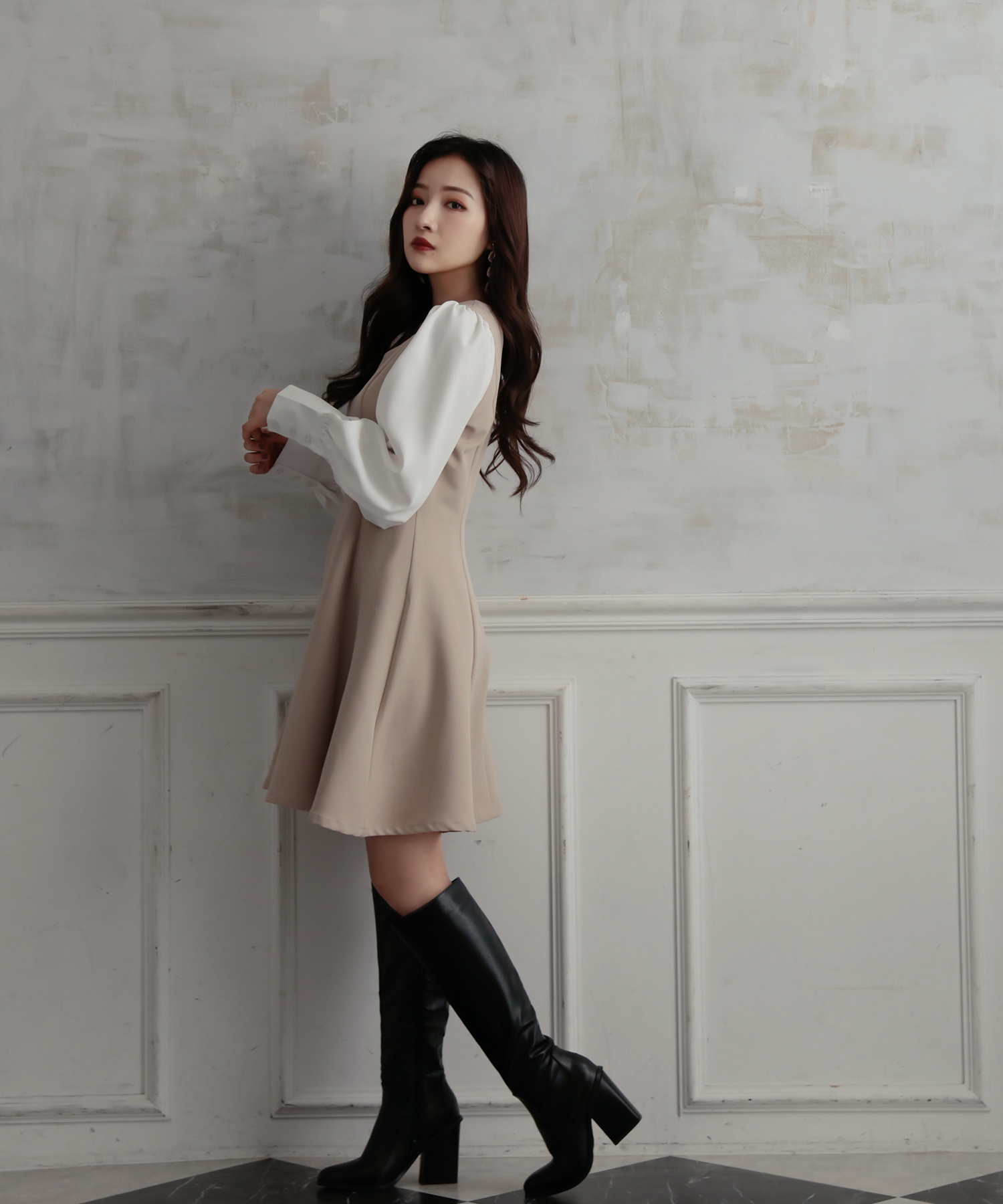 ブラウススリーブミニワンピ