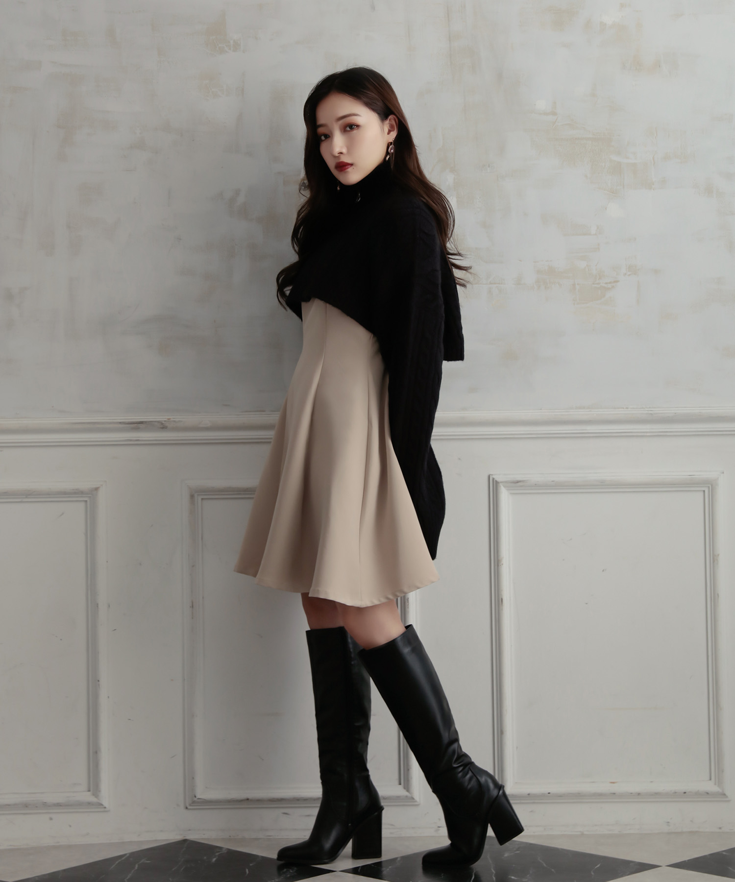 ブラウススリーブミニワンピ