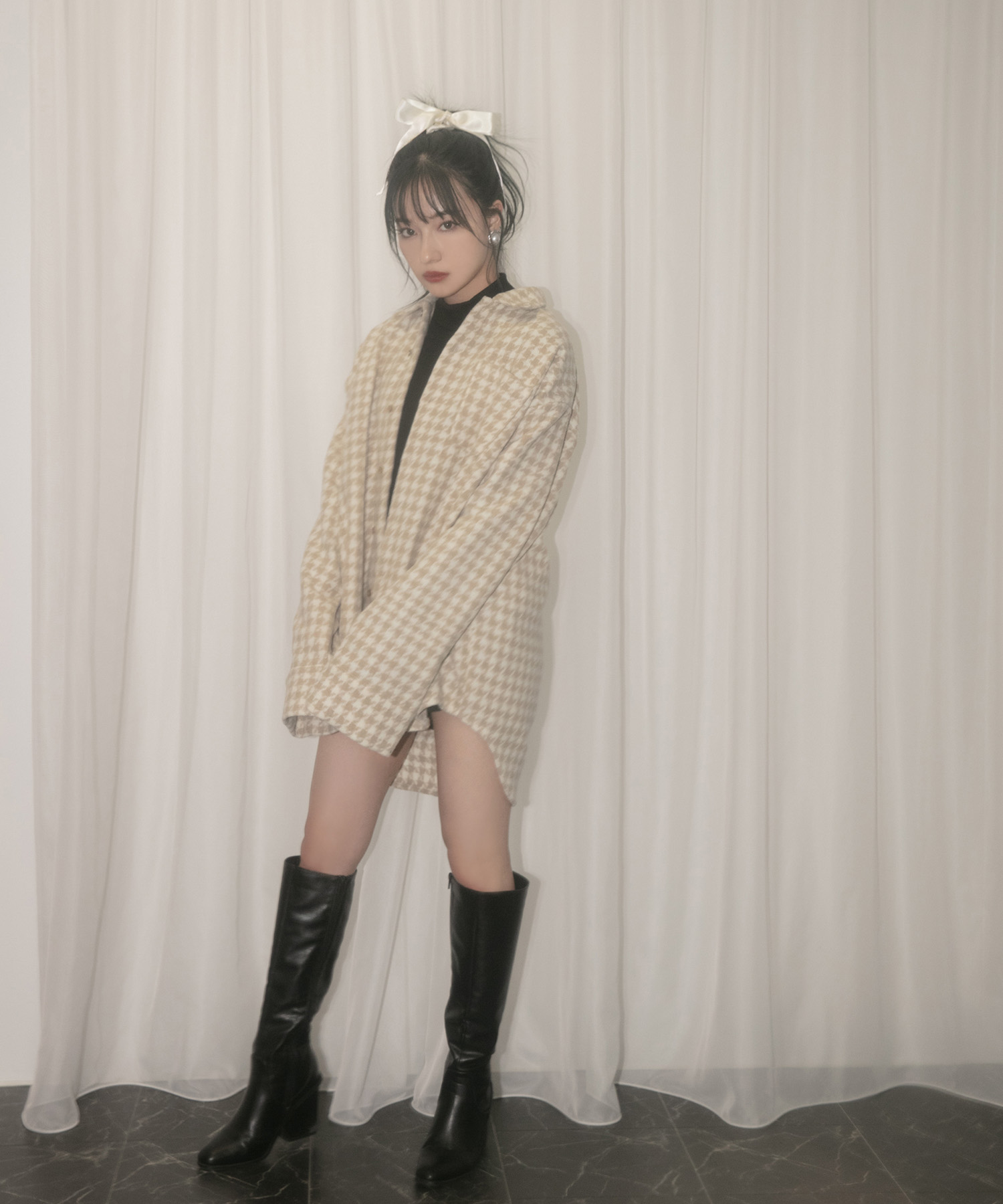 UNISEX  千鳥オーバーサイズシャツ