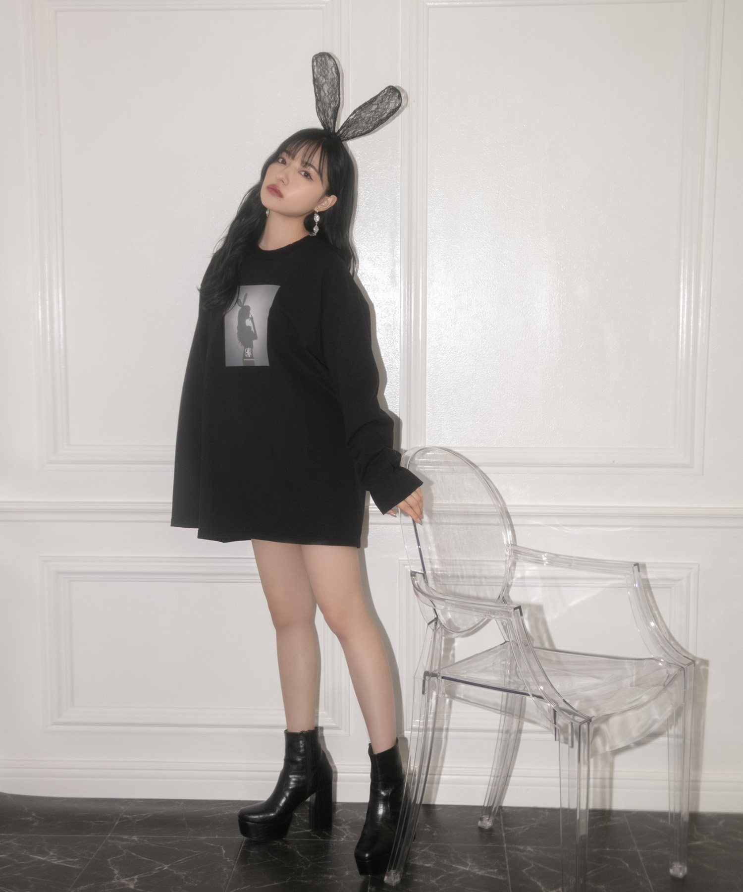 UNISEX バニーシルエットロンT