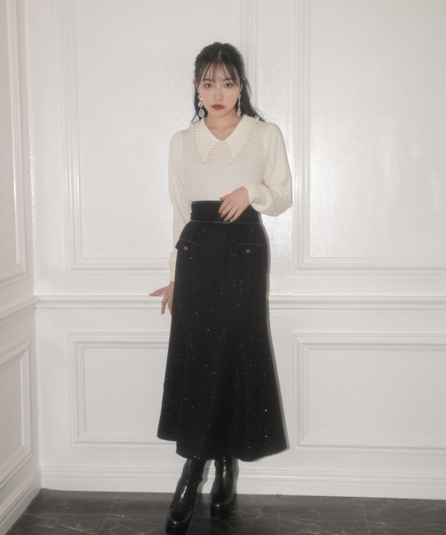 パールカラーニット