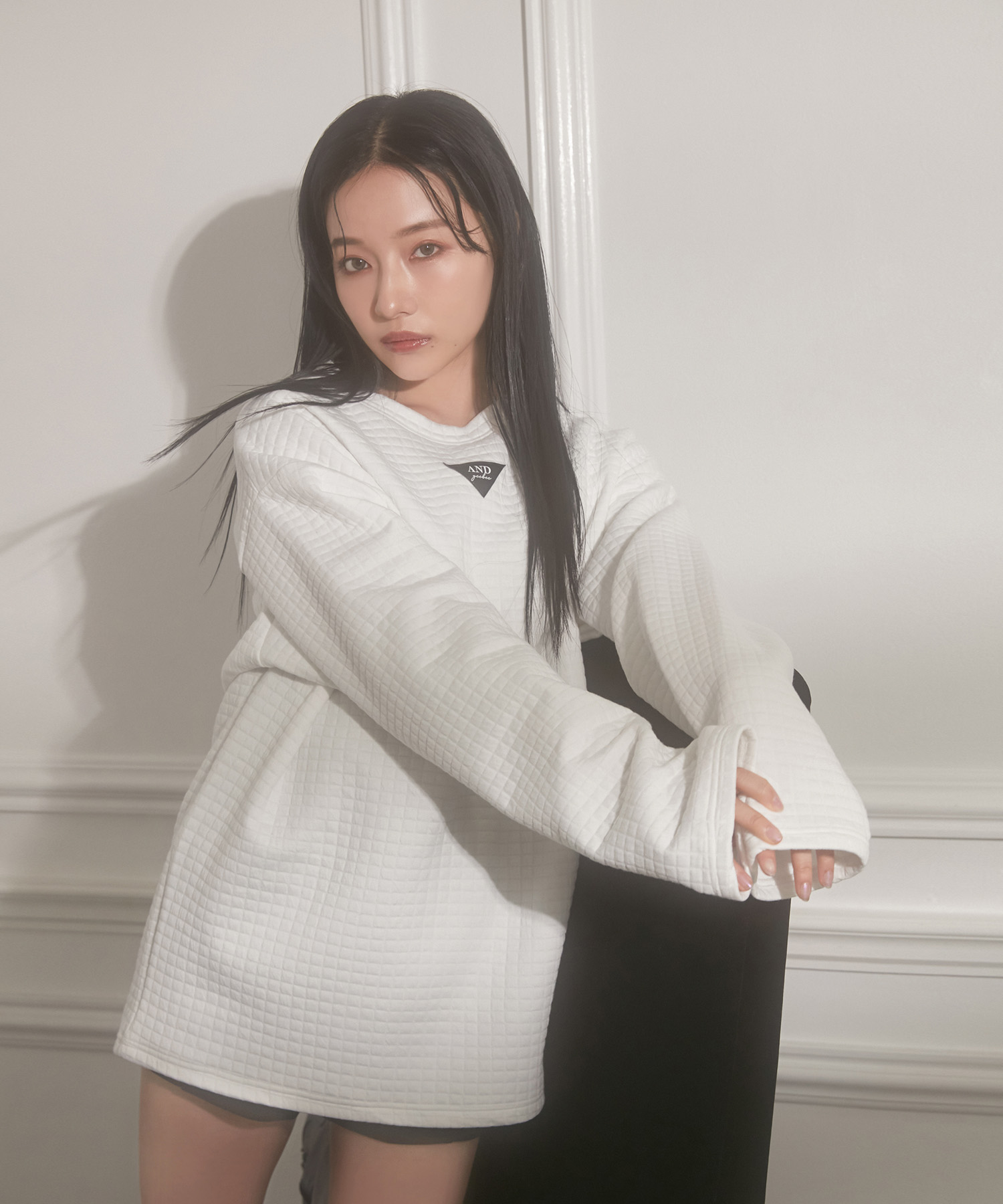 UNISEX ワンポイントジャガードワッフルトップス