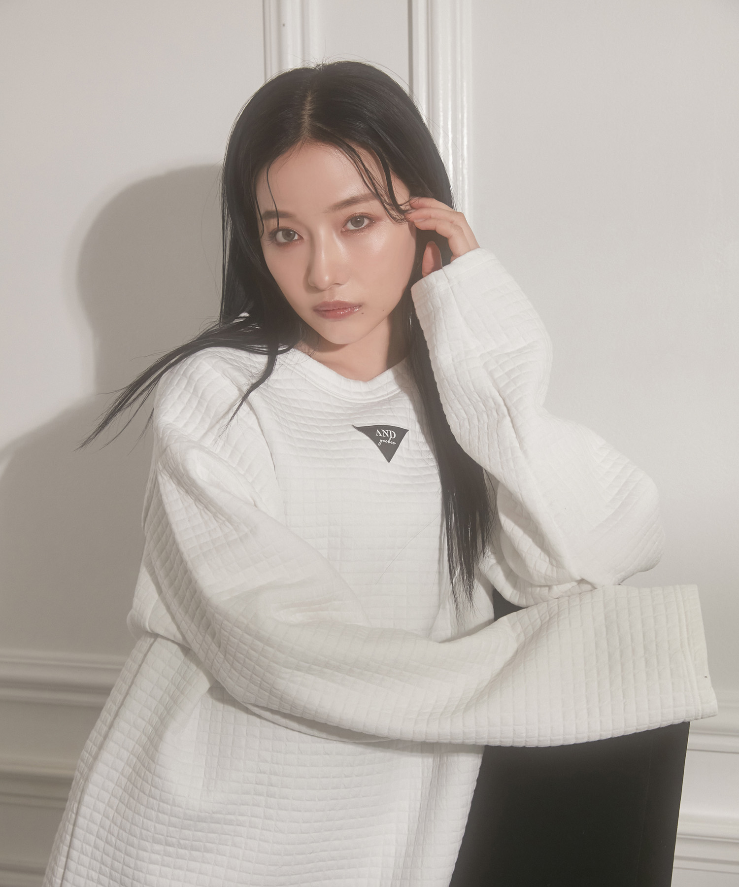 UNISEX ワンポイントジャガードワッフルトップス