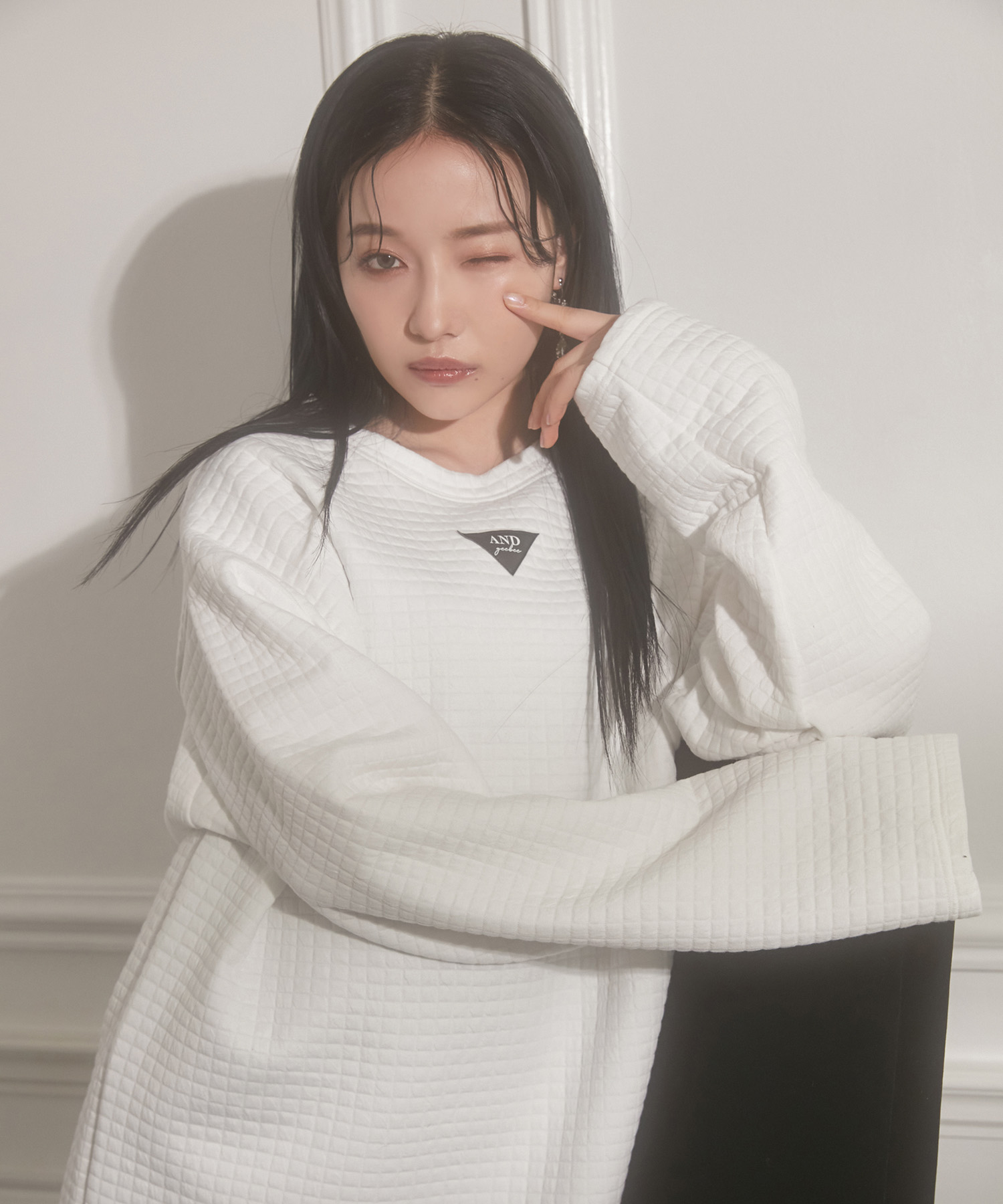 UNISEX ワンポイントジャガードワッフルトップス